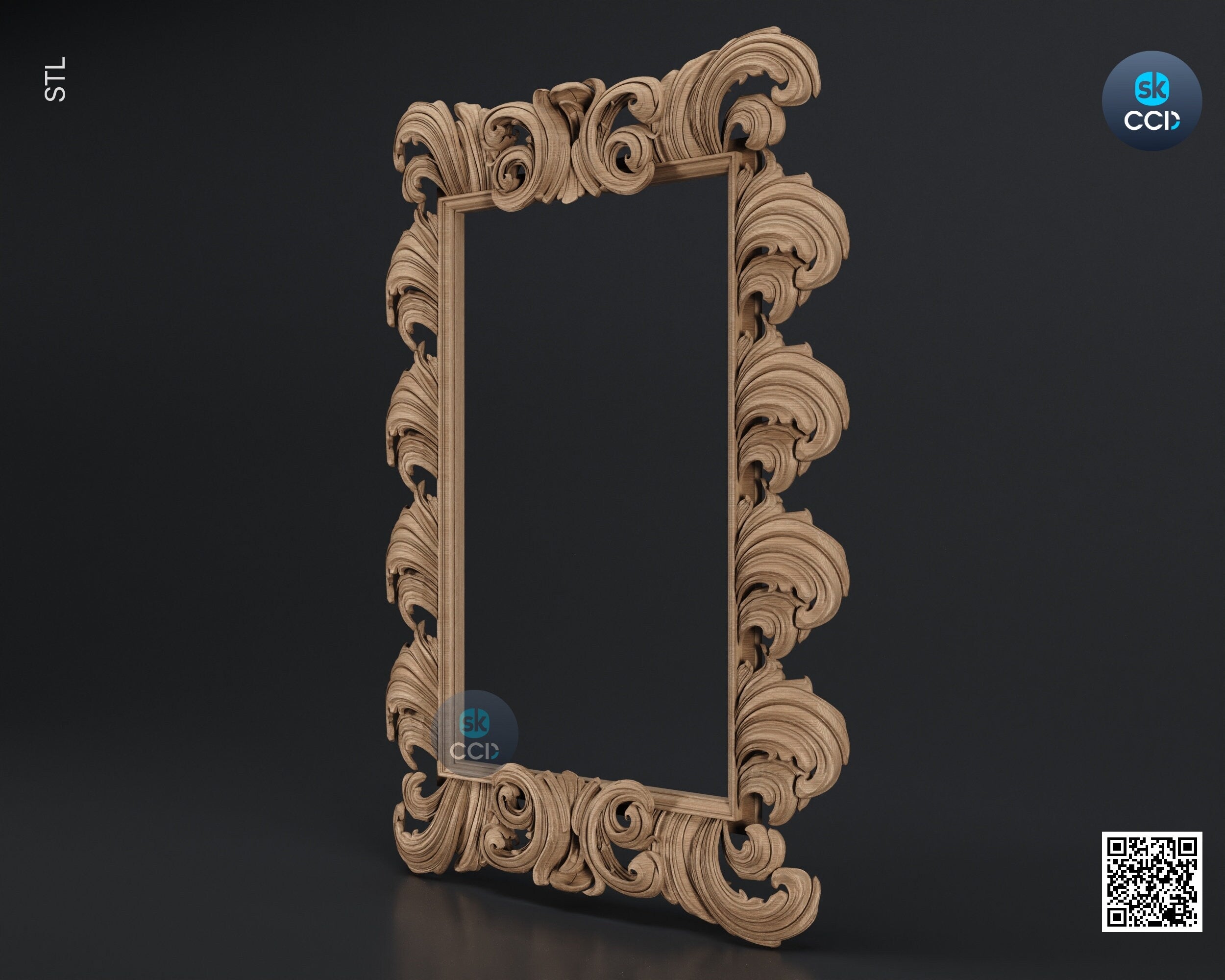 Carved Frame STL 3D Model, Carvign Frame, CNC Router Carving ArtCAM File, CNC files, Wood, Art, Wall Decor SKWF1058