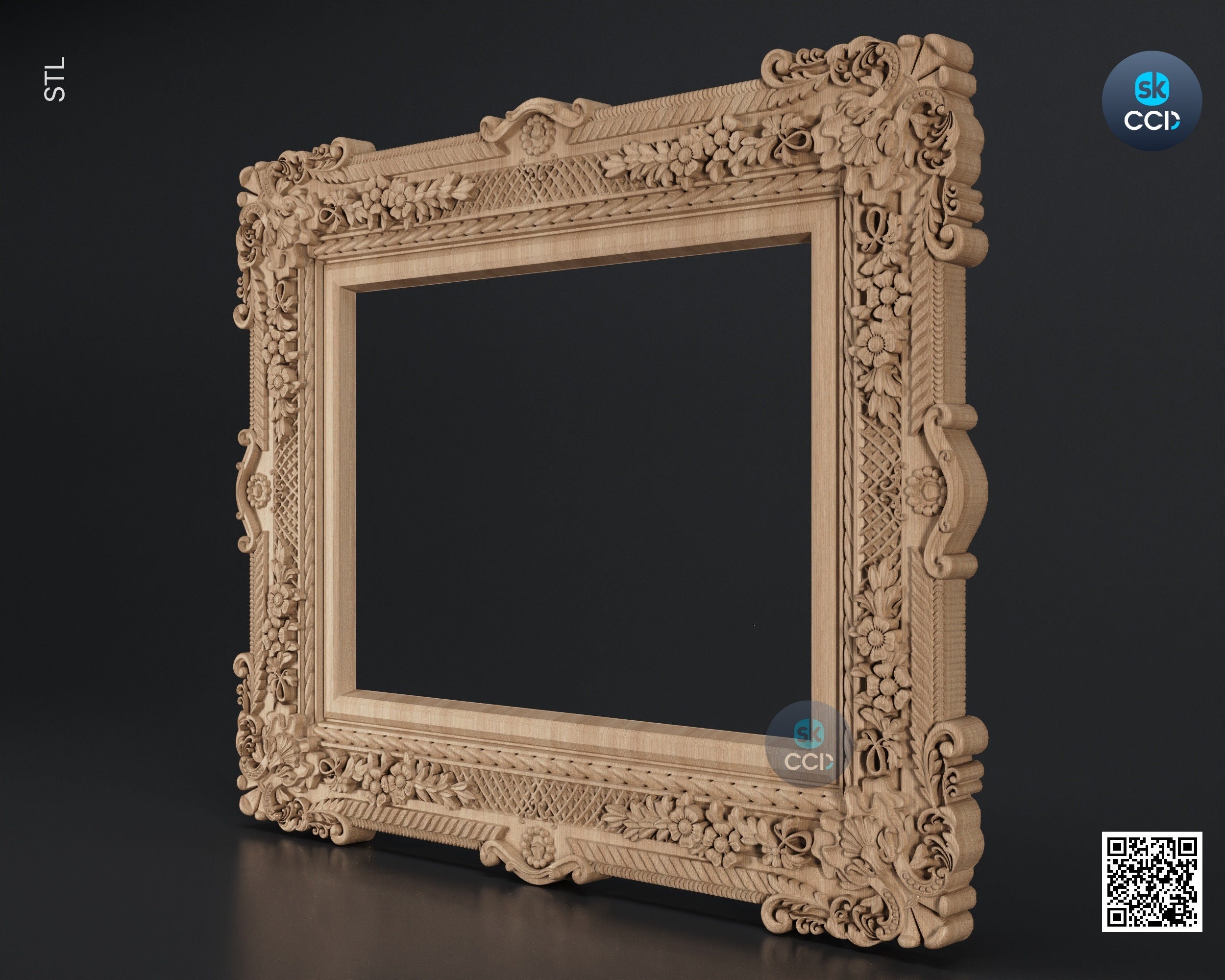 Carved Frame STL 3D Model, Carvign Frame, CNC Router Carving ArtCAM File, CNC files, Wood, Art, Wall Decor SKWF10165