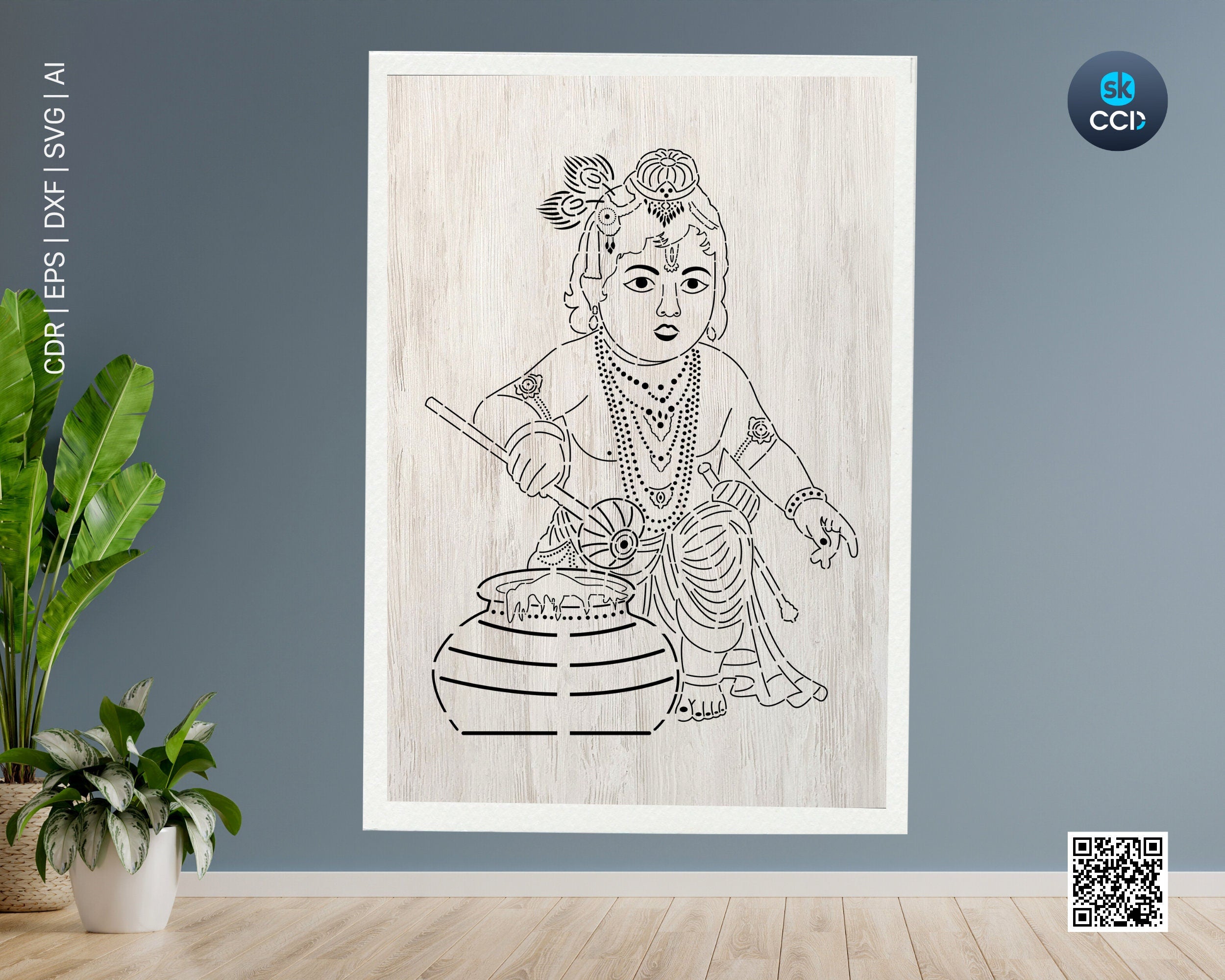 Krishna | Lord Krishna Indian God | Krishna Wall Decor | Laser Cutting Design | DXF Vector | Cnc Instant Download File | Cnc Digital Design