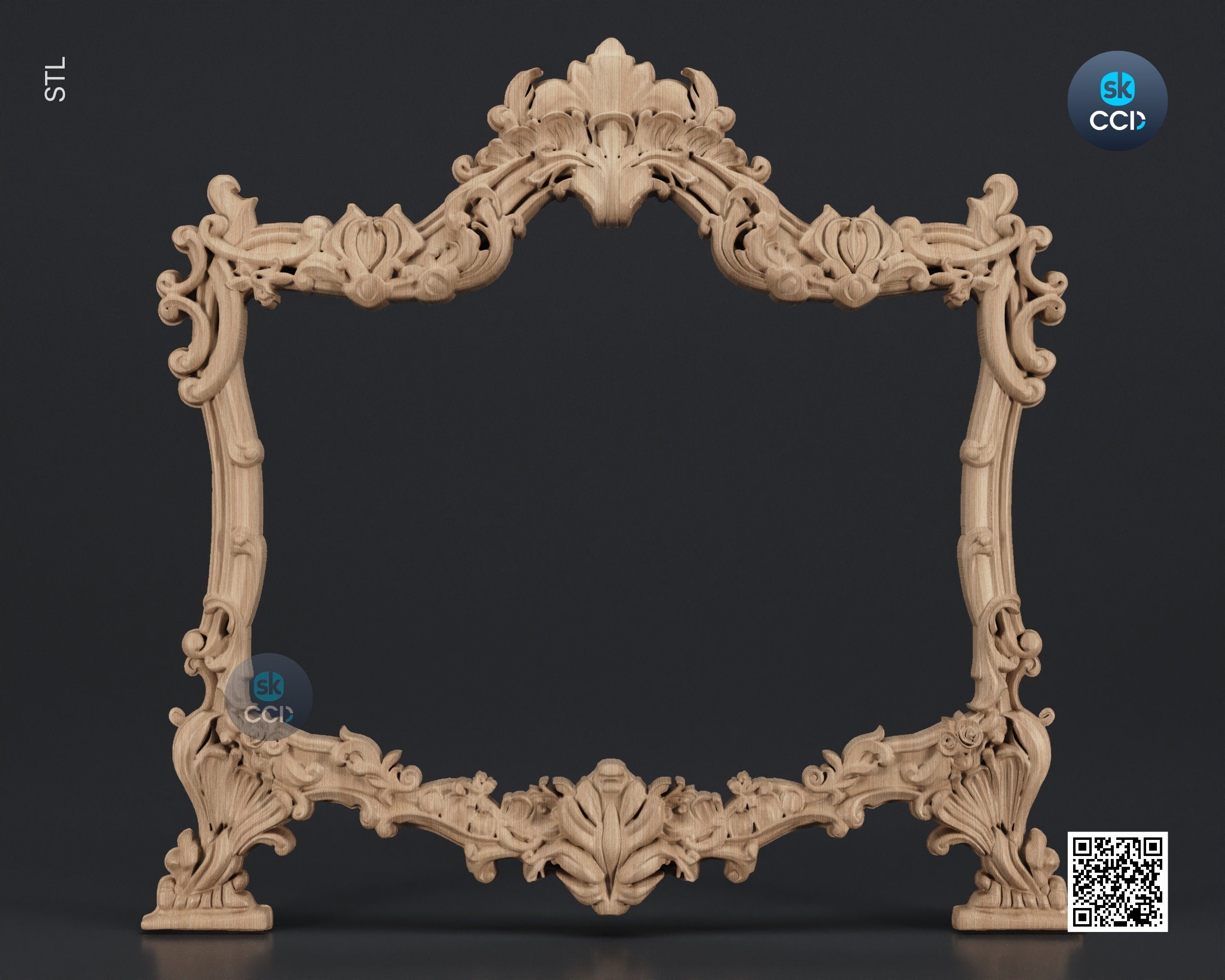 Carved Frame STL 3D Model, Carvign Frame, CNC Router Carving ArtCAM File, CNC files, Wood, Art, Wall Decor SKWF1024