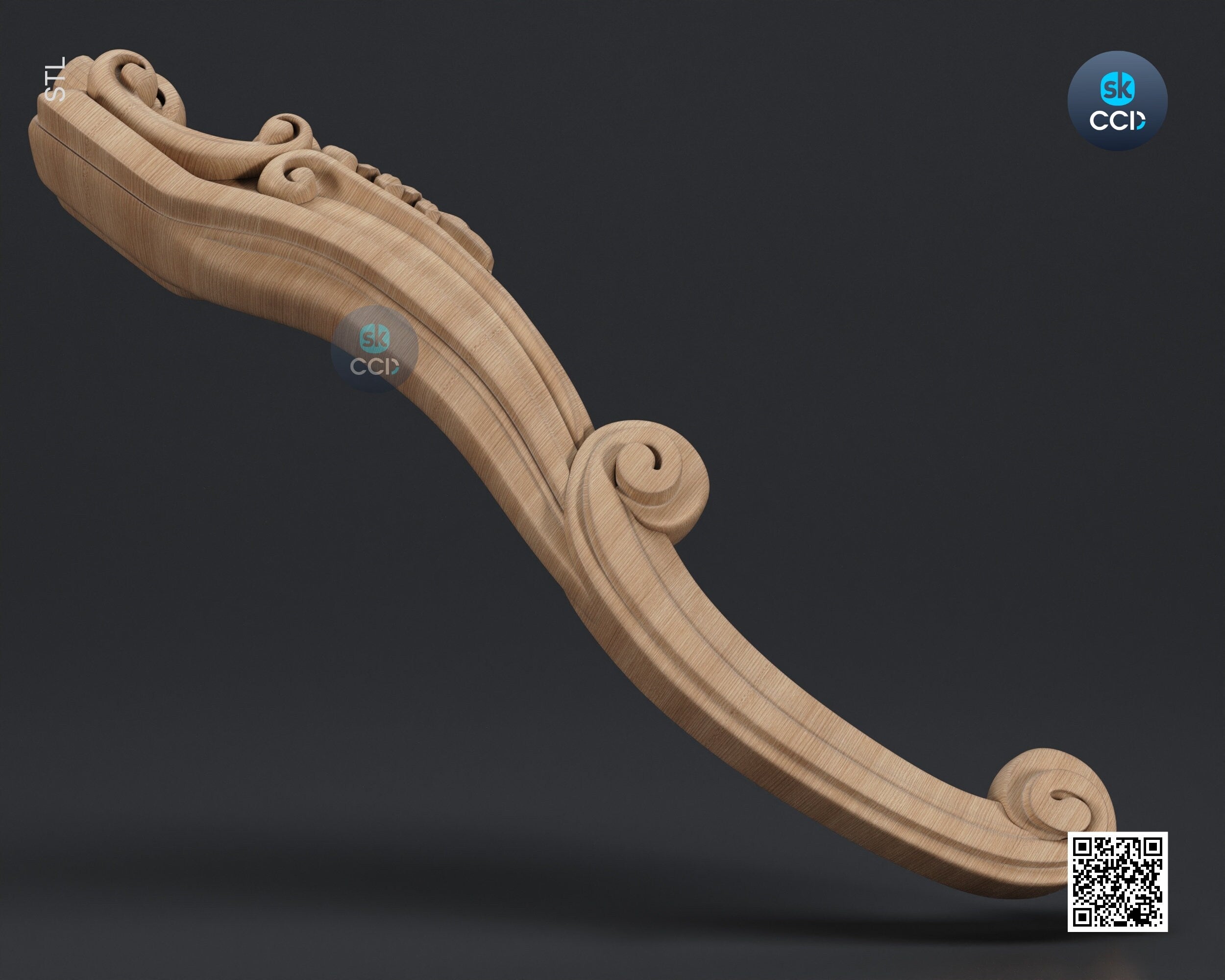 Furniture Leg 3D Model For Cnc Router, Wood Carving Digital File, Column Design, Model No. SKWL1024