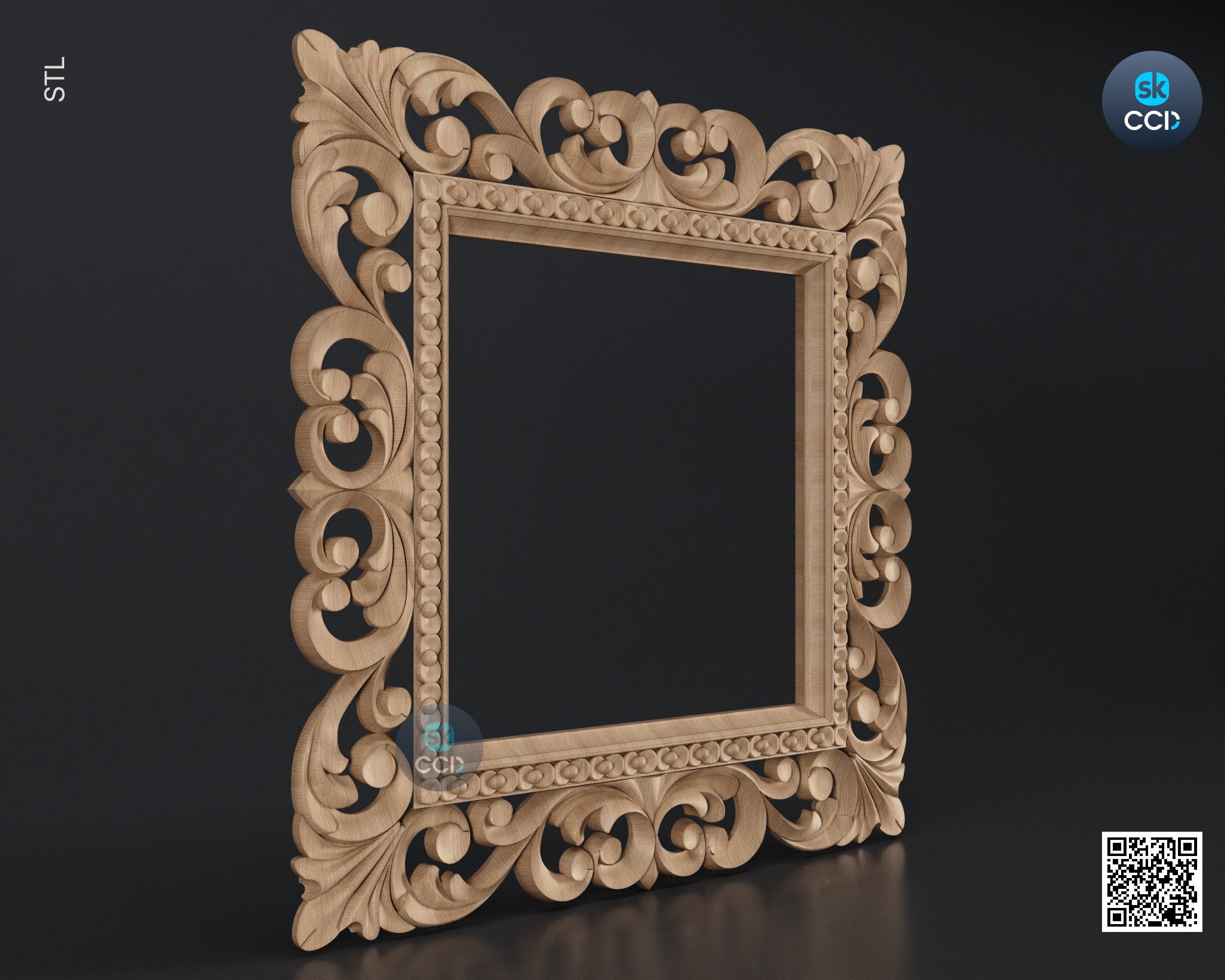 Carved Frame STL 3D Model, Carvign Frame, CNC Router Carving ArtCAM File, CNC files, Wood, Art, Wall Decor SKWF10142