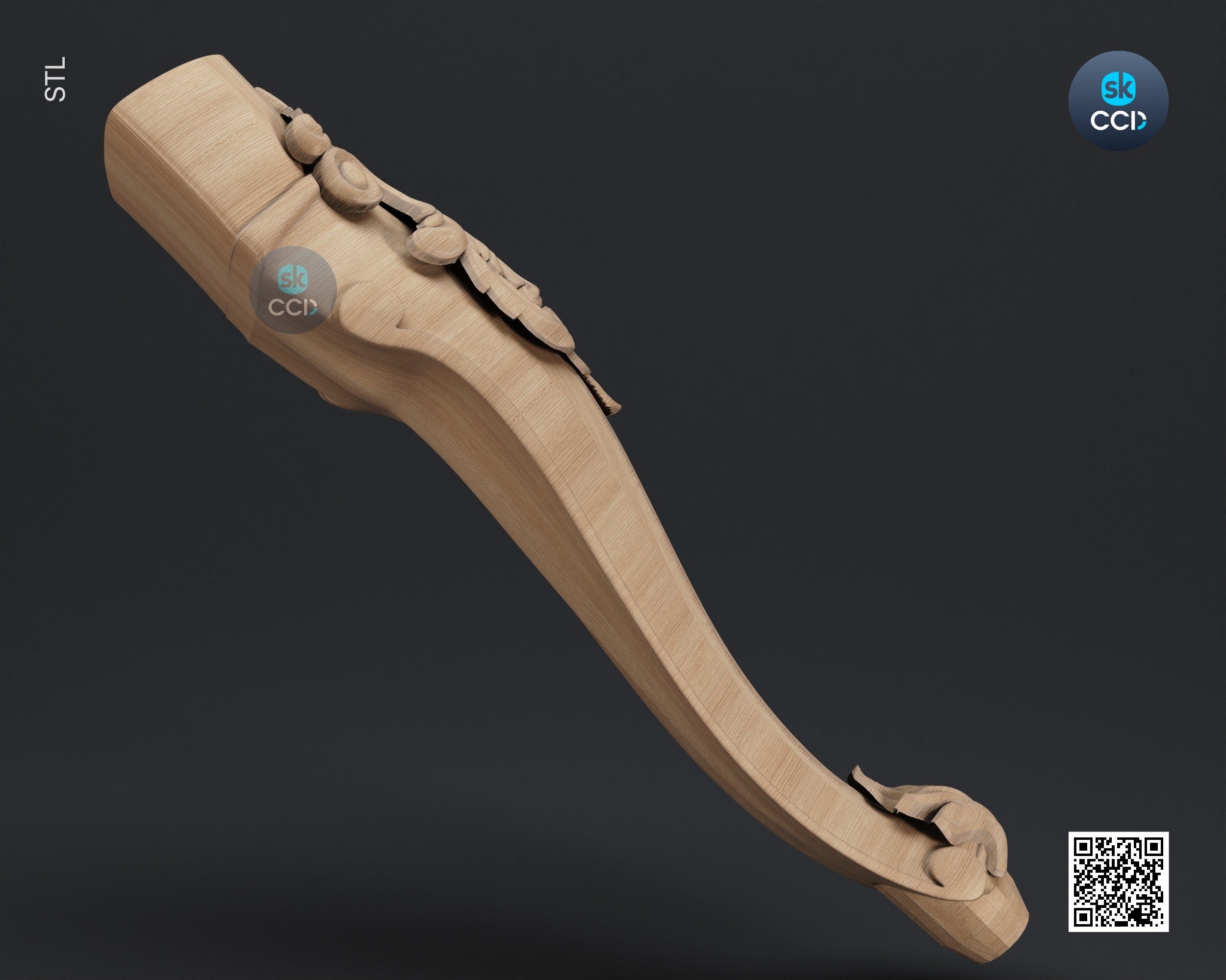 Furniture Leg 3D Model For Cnc Router, Wood Carving Digital File, Column Design, Model No. SKWL1013