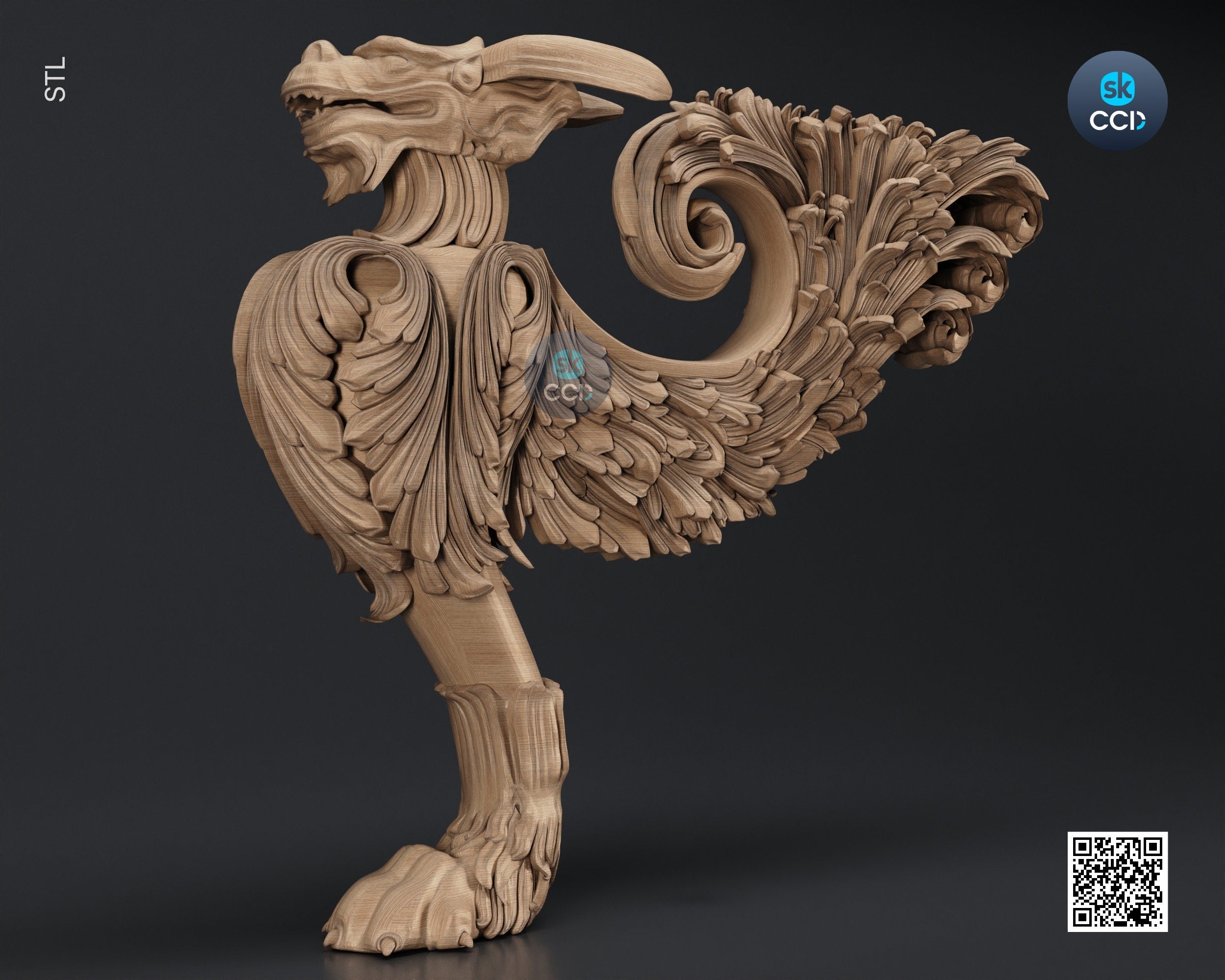 Furniture Leg 3D Model For Cnc Router, Wood Carving Digital File, Column Design, Model No. SKWL1004