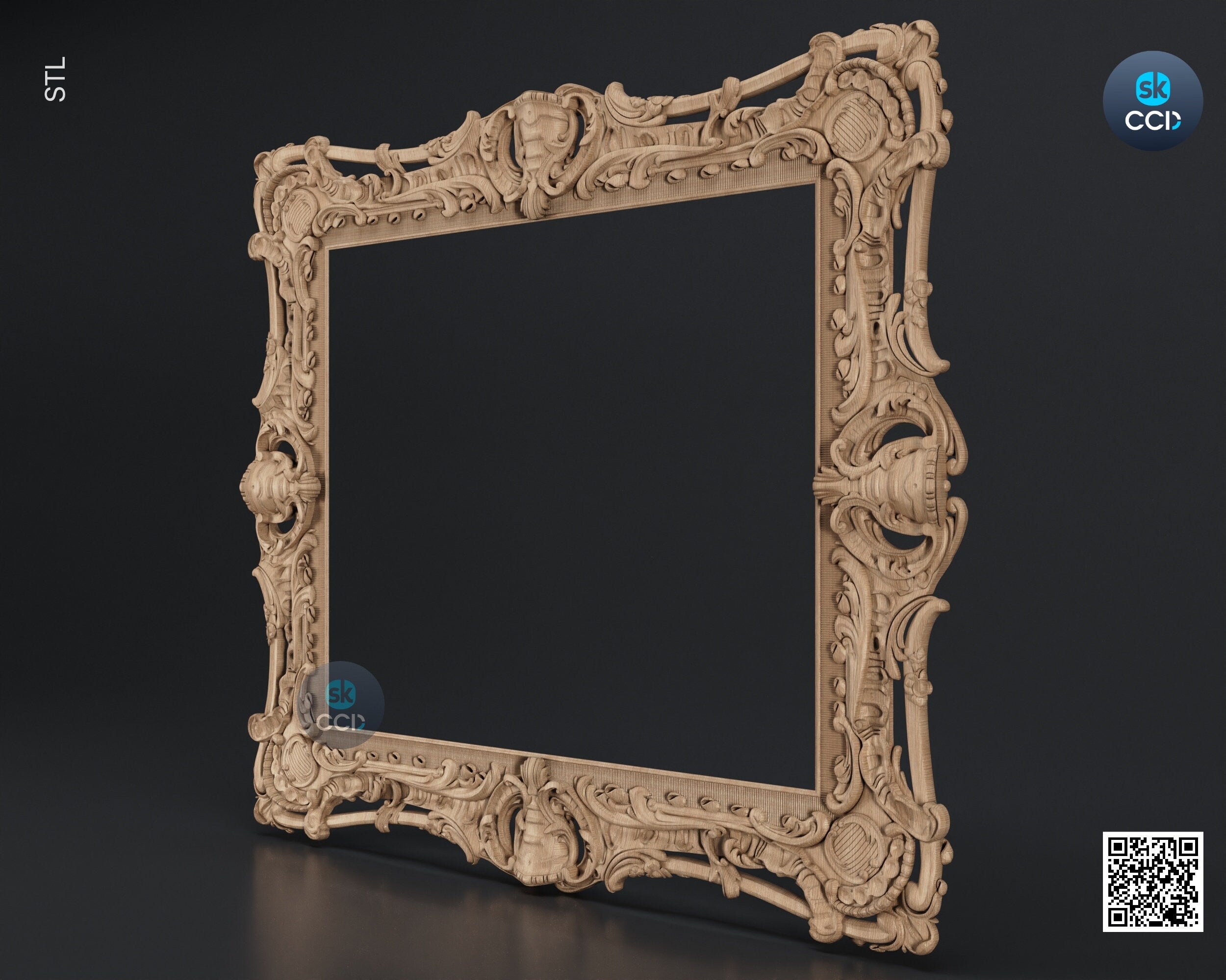 Carved Frame STL 3D Model, Carvign Frame, CNC Router Carving ArtCAM File, CNC files, Wood, Art, Wall Decor SKWF1052