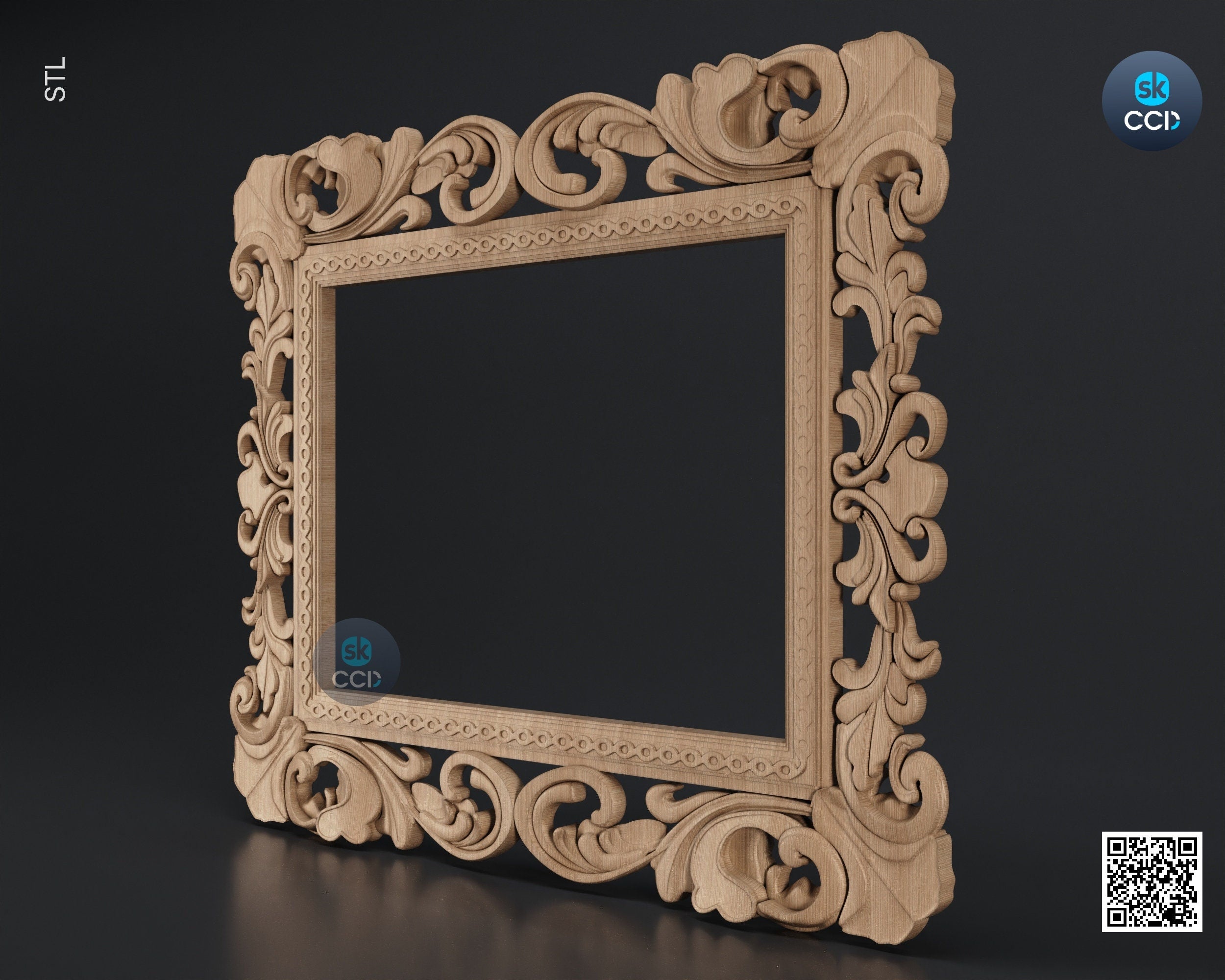 Carved Frame STL 3D Model, Carvign Frame, CNC Router Carving ArtCAM File, CNC files, Wood, Art, Wall Decor SKWF1044