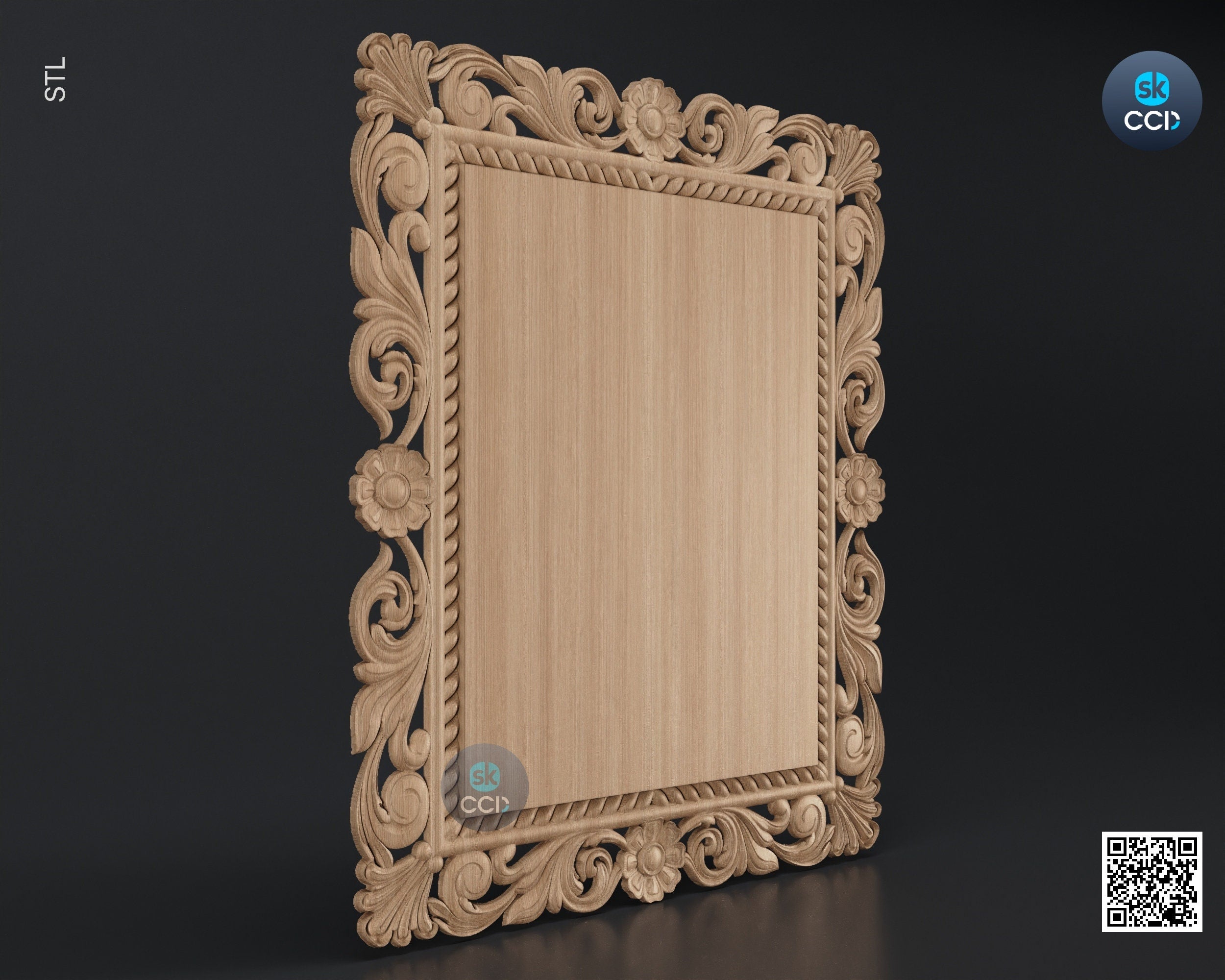 Carved Frame STL 3D Model, Carvign Frame, CNC Router Carving ArtCAM File, CNC files, Wood, Art, Wall Decor SKWF1073
