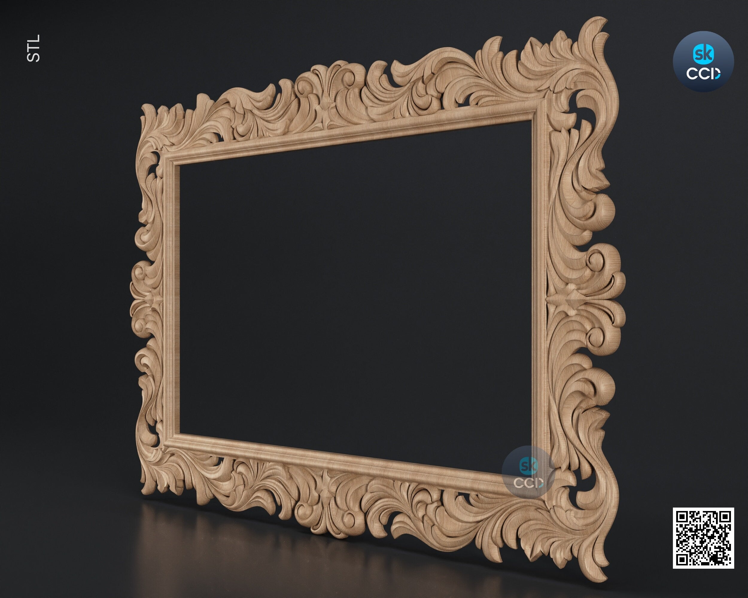 Carved Frame STL 3D Model, Carvign Frame, CNC Router Carving ArtCAM File, CNC files, Wood, Art, Wall Decor SKWF10141