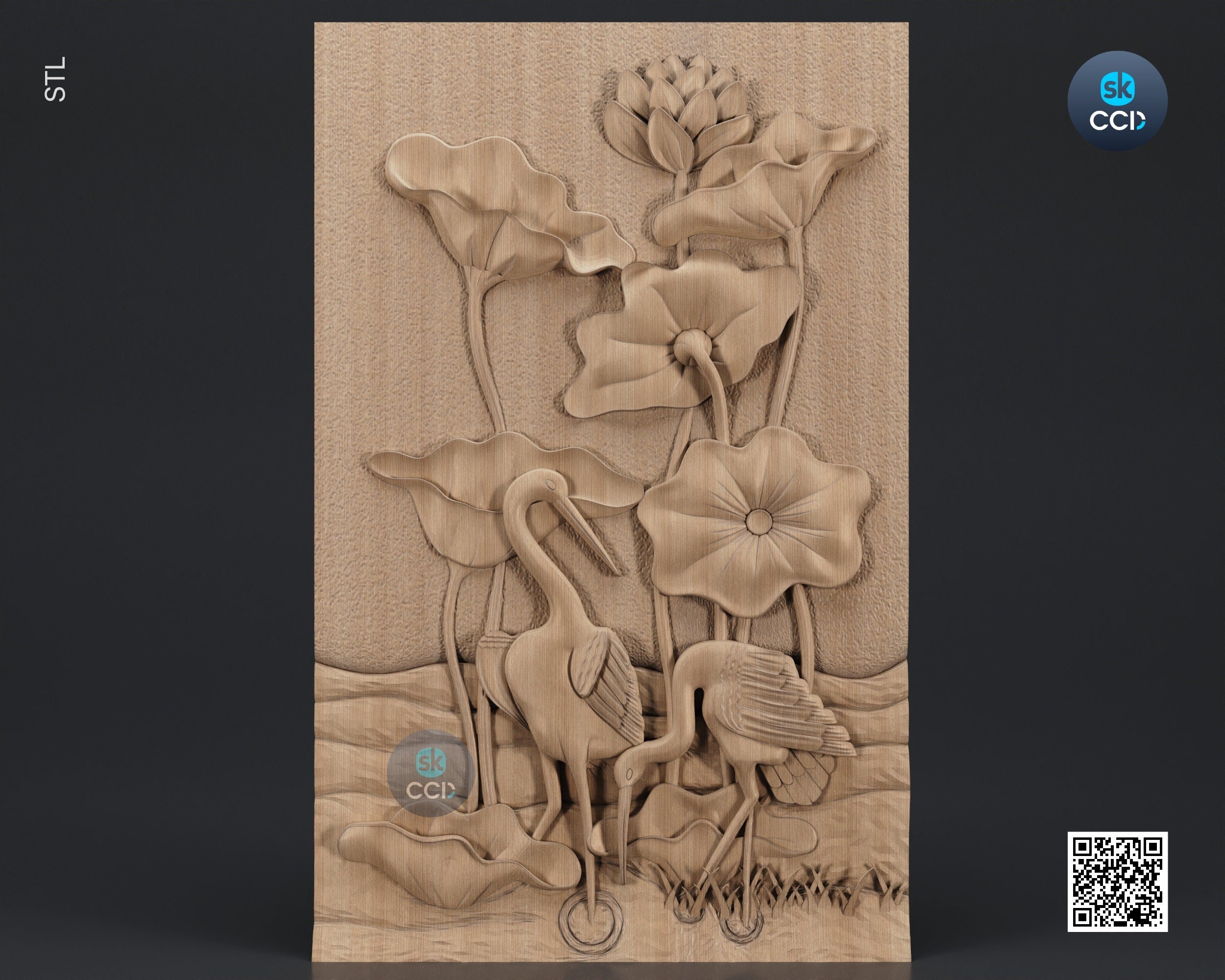 Wood Wall Art, Stork STL Model, CNC Router Carving ArtCAM File, Wall Sculpture, Wood Carving, 3D Model