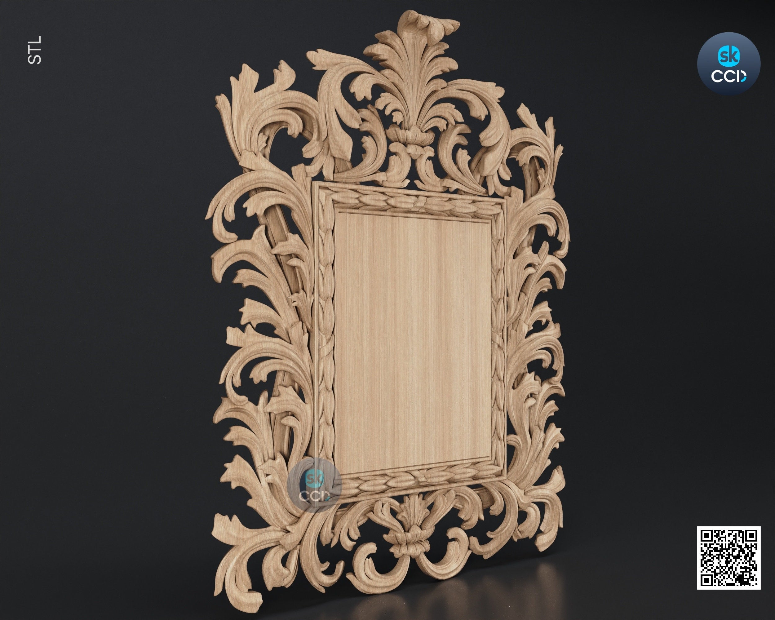 Carved Frame STL 3D Model, Carvign Frame, CNC Router Carving ArtCAM File, CNC files, Wood, Art, Wall Decor SKWF10204