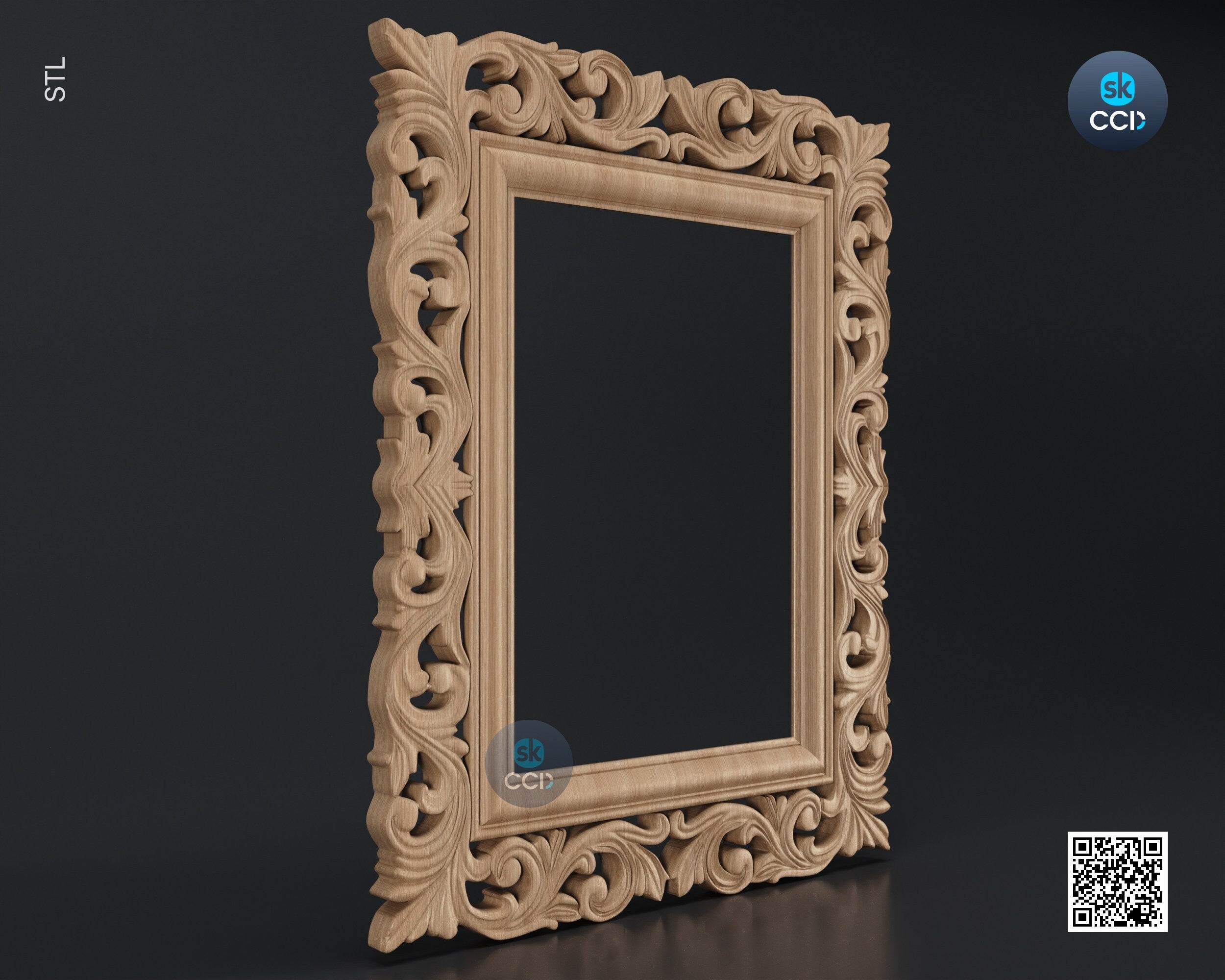 Carved Frame STL 3D Model, Carvign Frame, CNC Router Carving ArtCAM File, CNC files, Wood, Art, Wall Decor SKWF1041