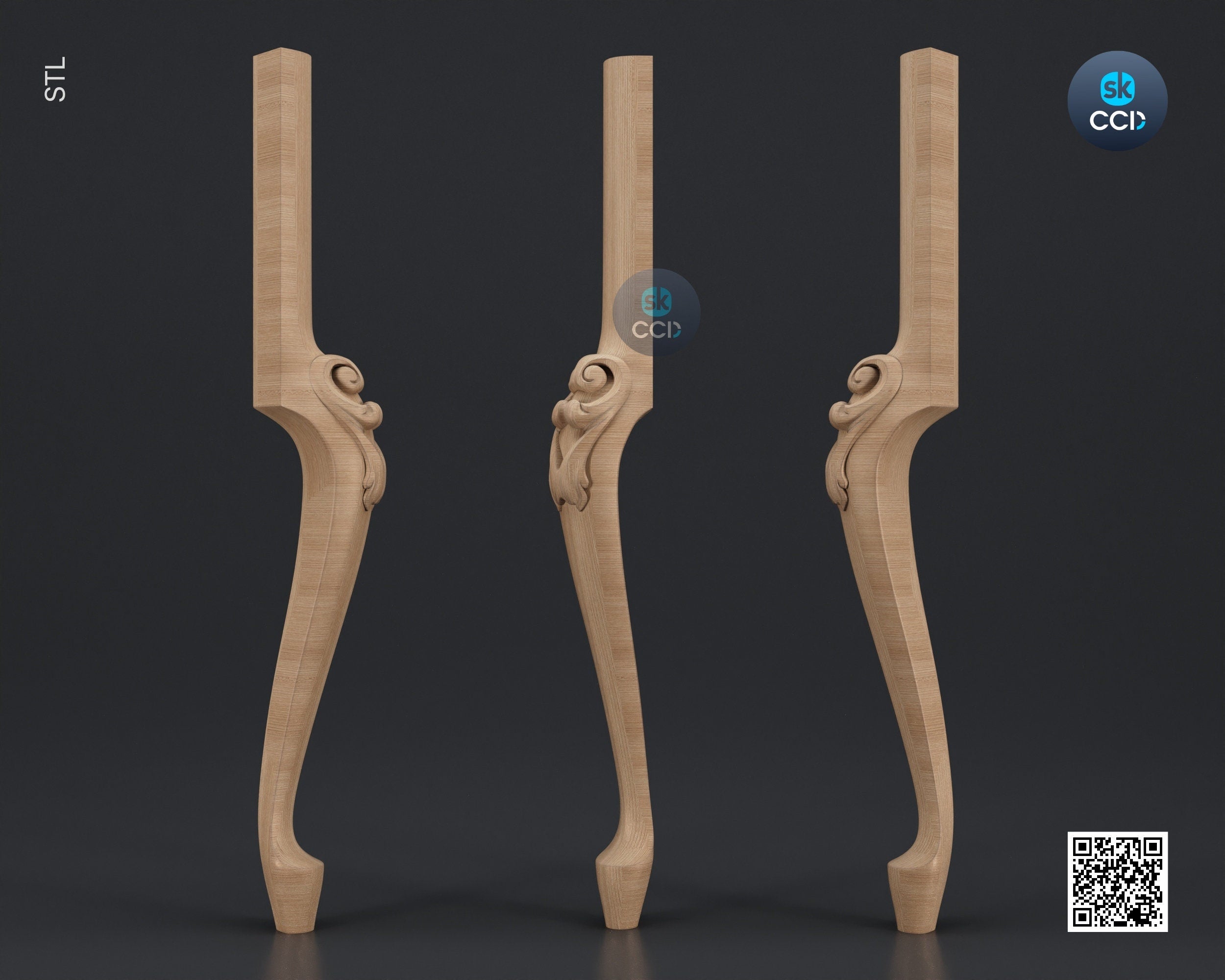 Furniture Leg 3D Model For Cnc Router, Wood Carving Digital File, Column Design, Model No. SKWL1028