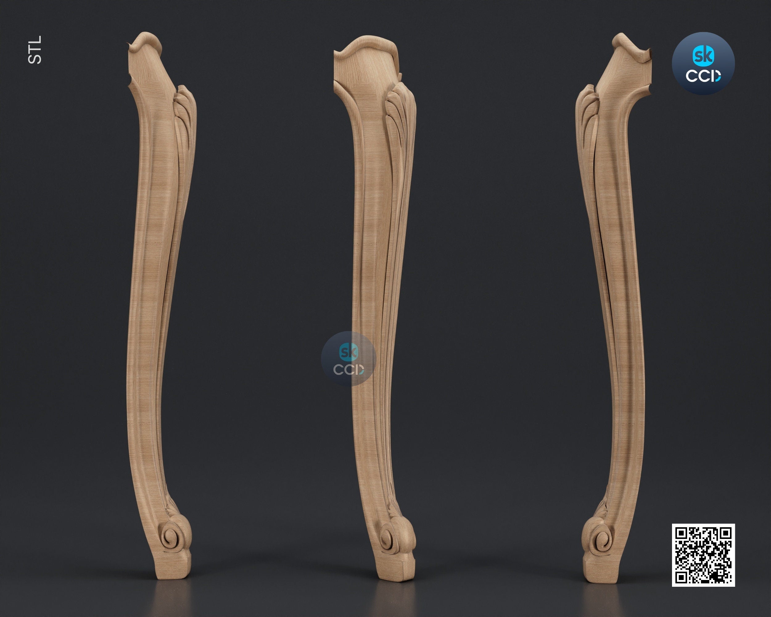 Furniture Leg 3D Model For Cnc Router, Wood Carving Digital File, Column Design, Model No. SKWL1037