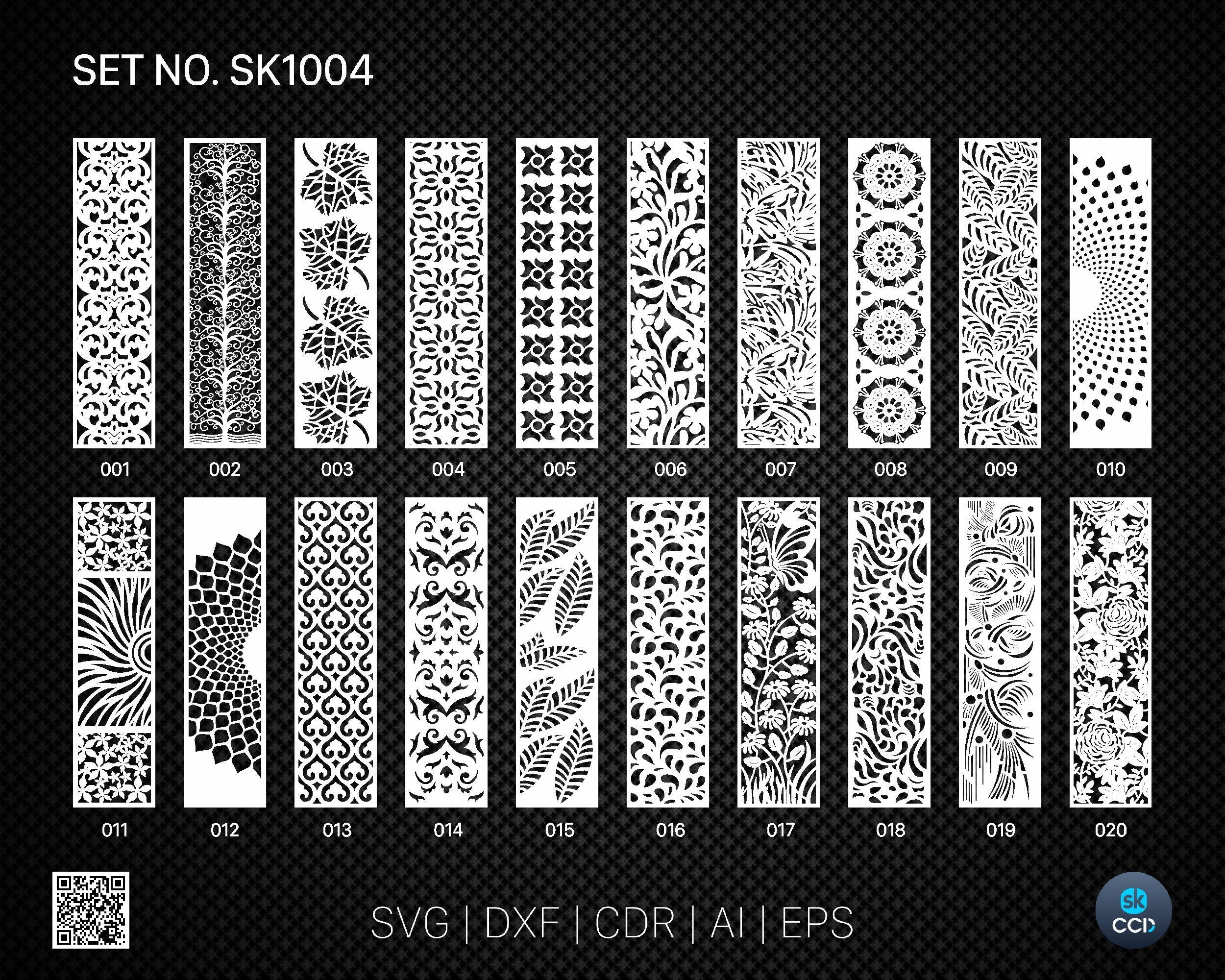 20 Decorative panel | Set SK1004 | Room Divider, Screen, Partitions, Door Panel Laser, Cnc, Plasma, Cricut File CDR, Svg, AI, Dxf, Eps