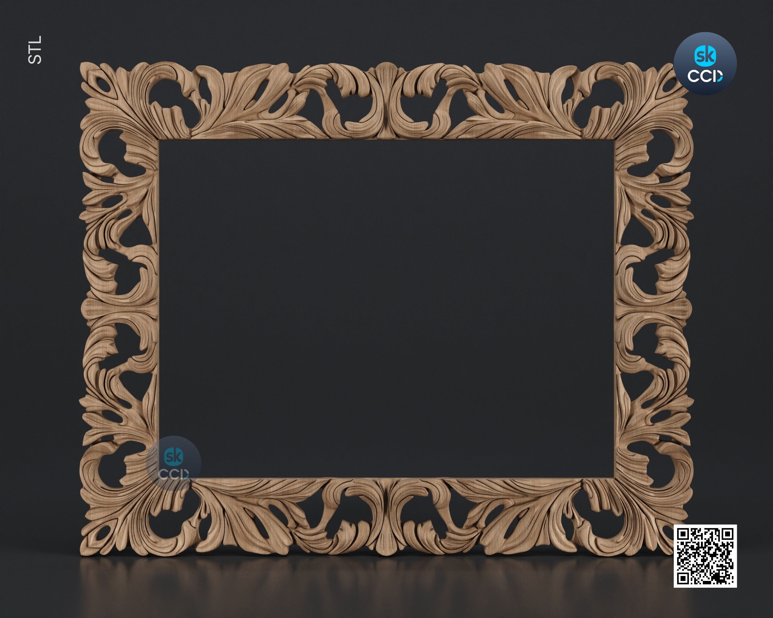 Carved Frame STL 3D Model, Carvign Frame, CNC Router Carving ArtCAM File, CNC files, Wood, Art, Wall Decor SKWF1037