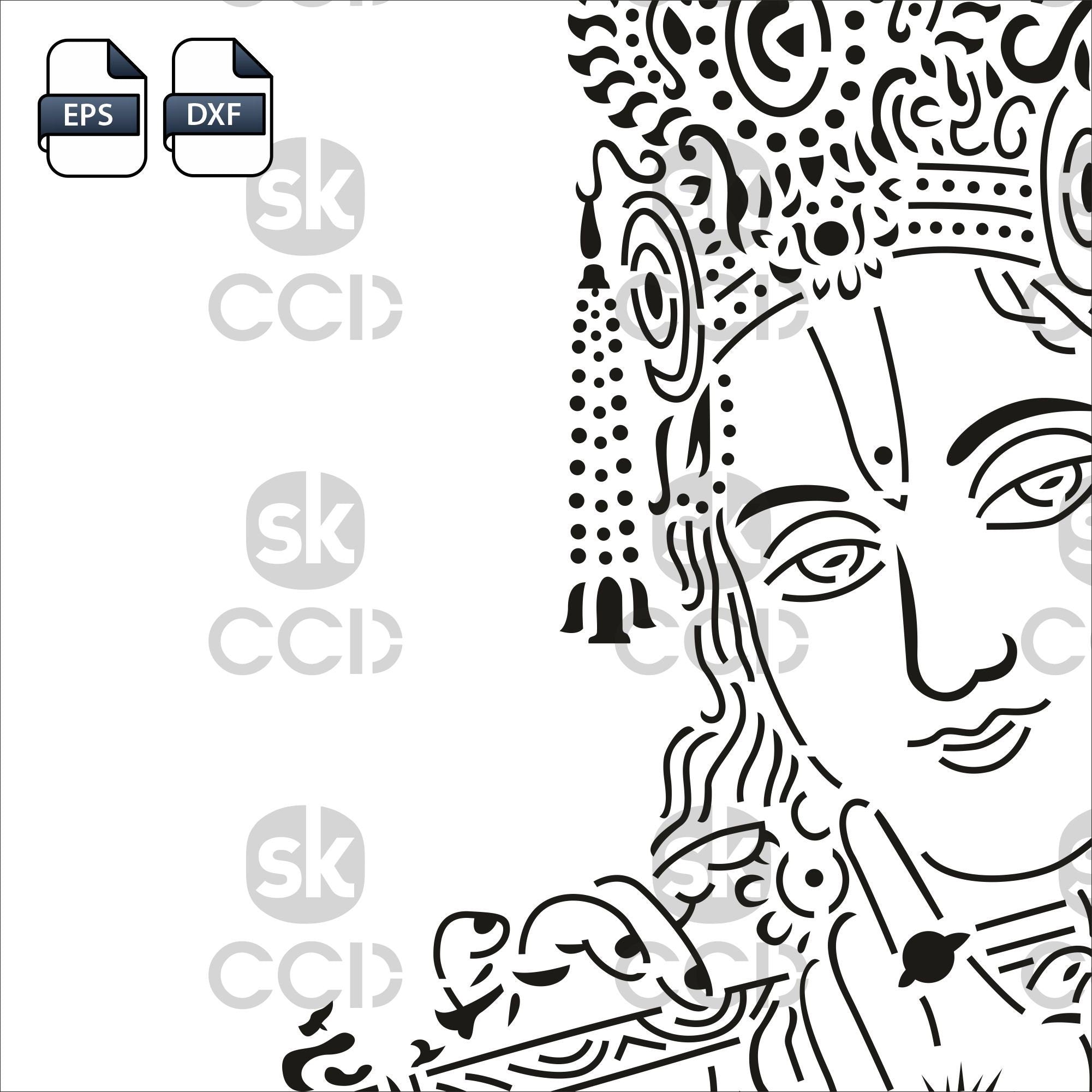 Krishna | Lord Krishna Indian God | Wall Décor | Laser Cutting Design | DXF Vector | Cnc Instant Download File | Cnc Digital Design