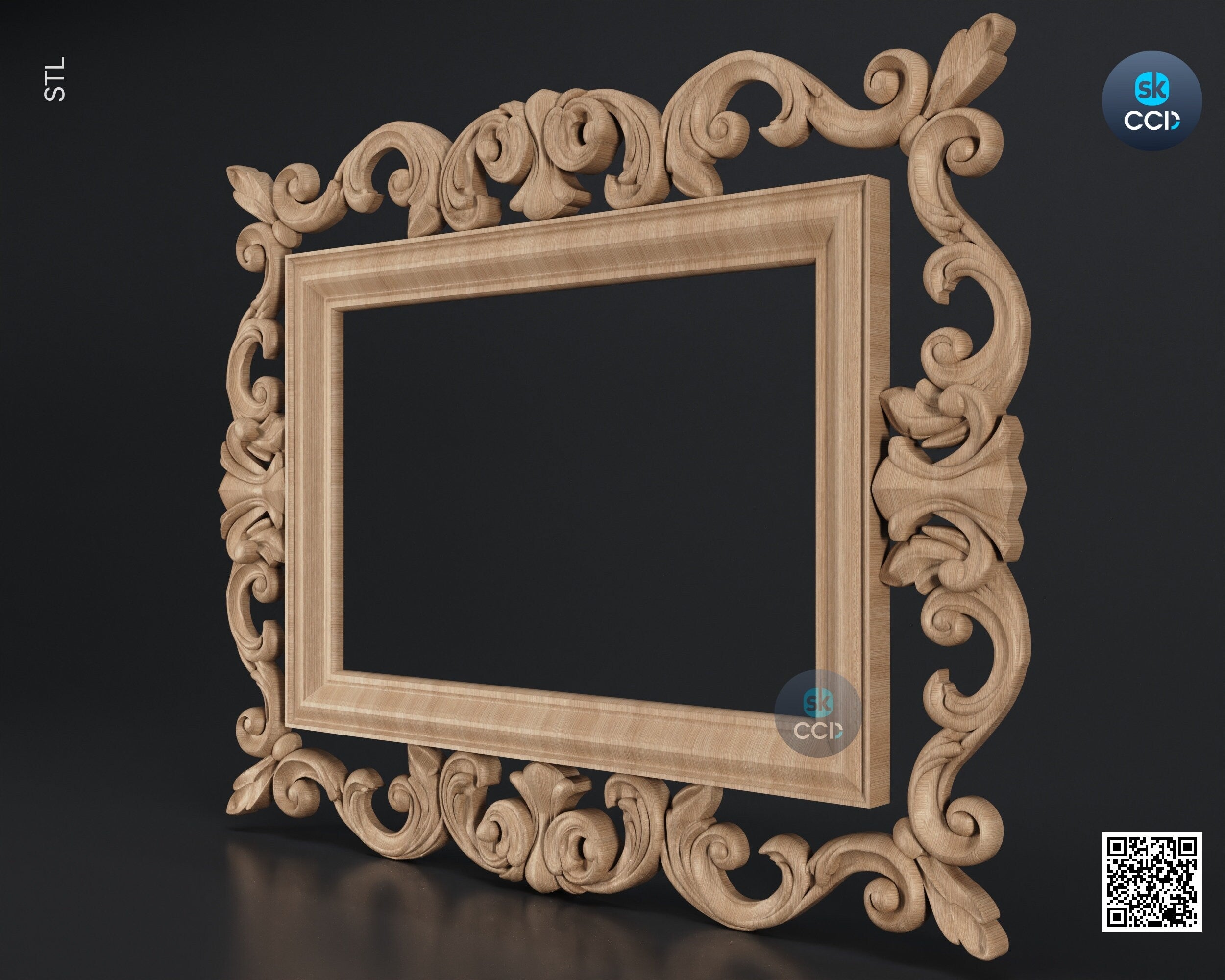 Carved Frame STL 3D Model, Carvign Frame, CNC Router Carving ArtCAM File, CNC files, Wood, Art, Wall Decor SKWF10147