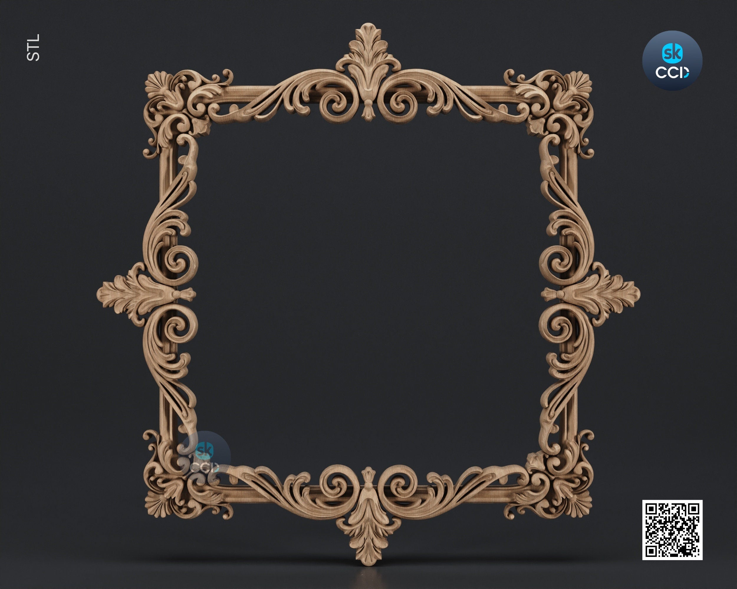 Carved Frame STL 3D Model, Carvign Frame, CNC Router Carving ArtCAM File, CNC files, Wood, Art, Wall Decor SKWF1026
