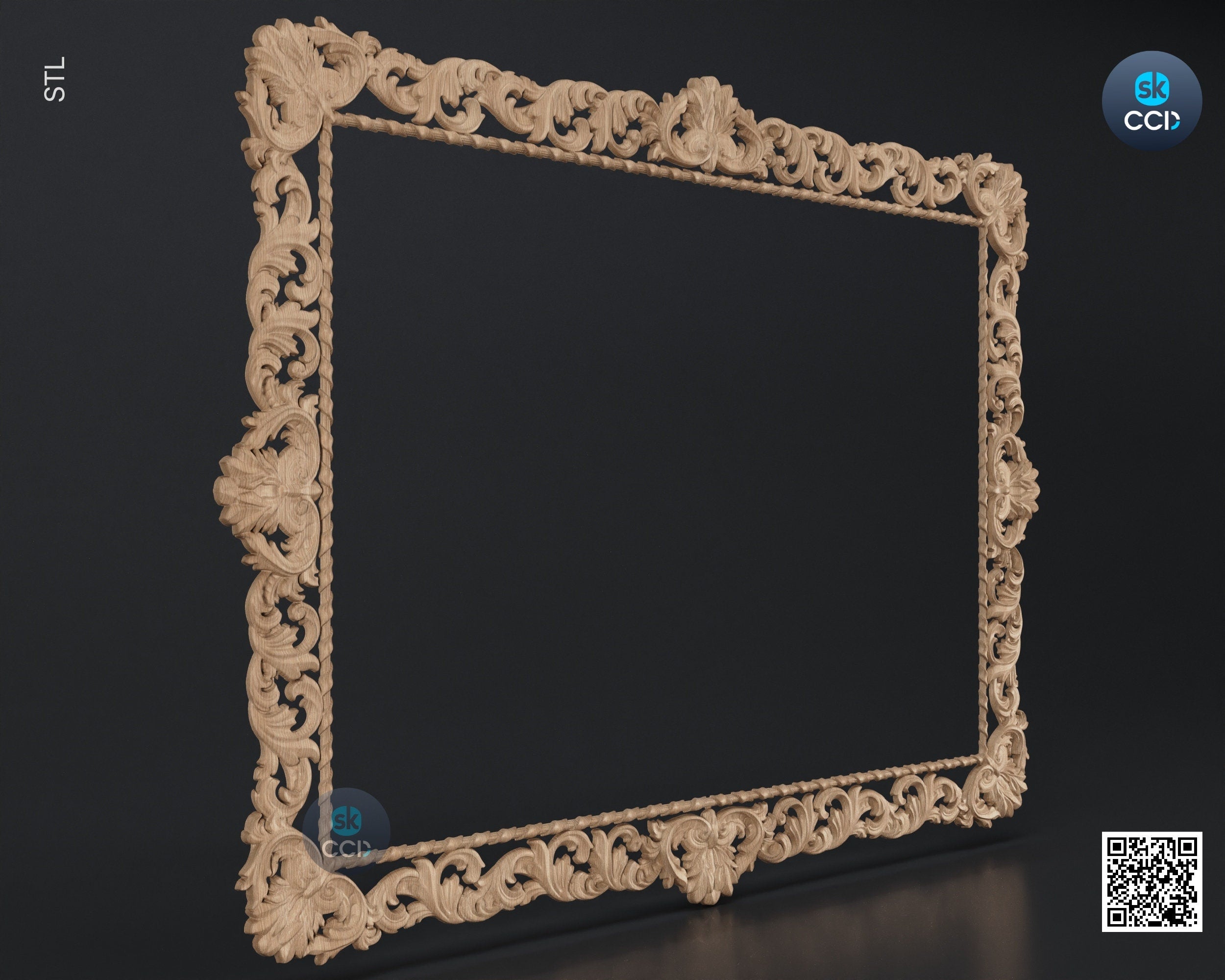 Carved Frame STL 3D Model, Carvign Frame, CNC Router Carving ArtCAM File, CNC files, Wood, Art, Wall Decor SKWF10199