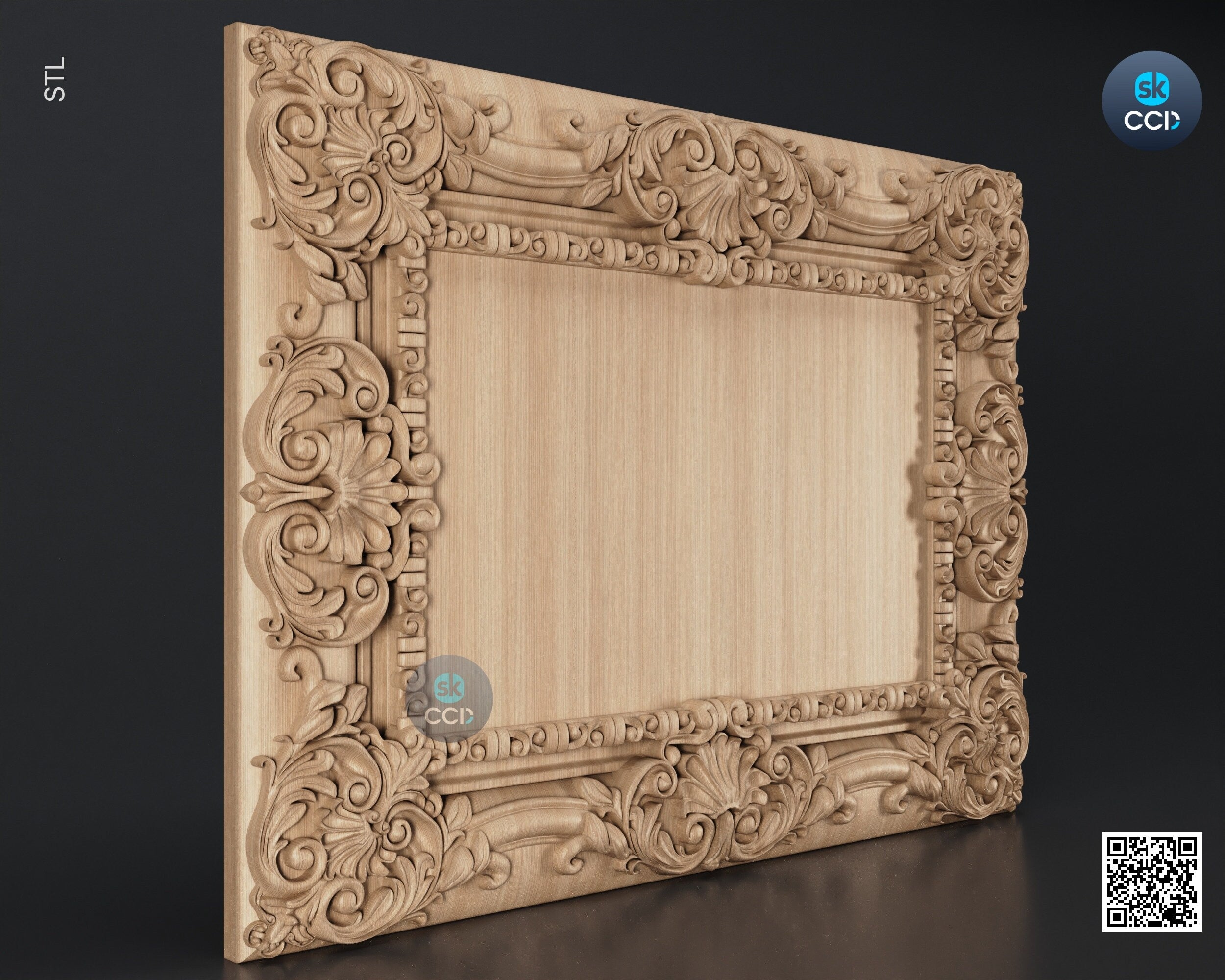 Carved Frame STL 3D Model, Carvign Frame, CNC Router Carving ArtCAM File, CNC files, Wood, Art, Wall Decor SKWF10202