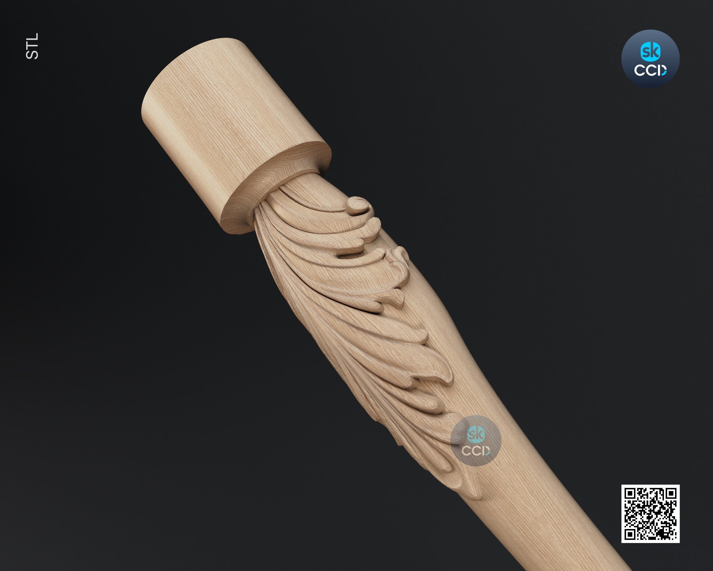 Furniture Leg 3D Model For Cnc Router, Wood Carving Digital File, Column Design, Model No. SKWL1001