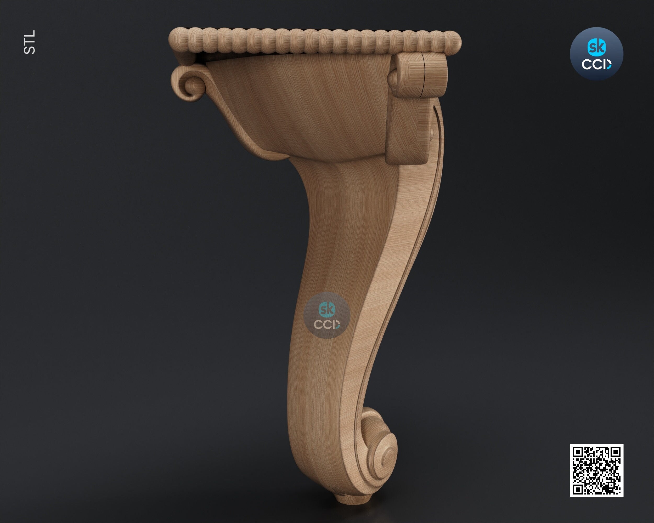 Furniture Leg 3D Model For Cnc Router, Wood Carving Digital File, Column Design, Model No. SKWL1020
