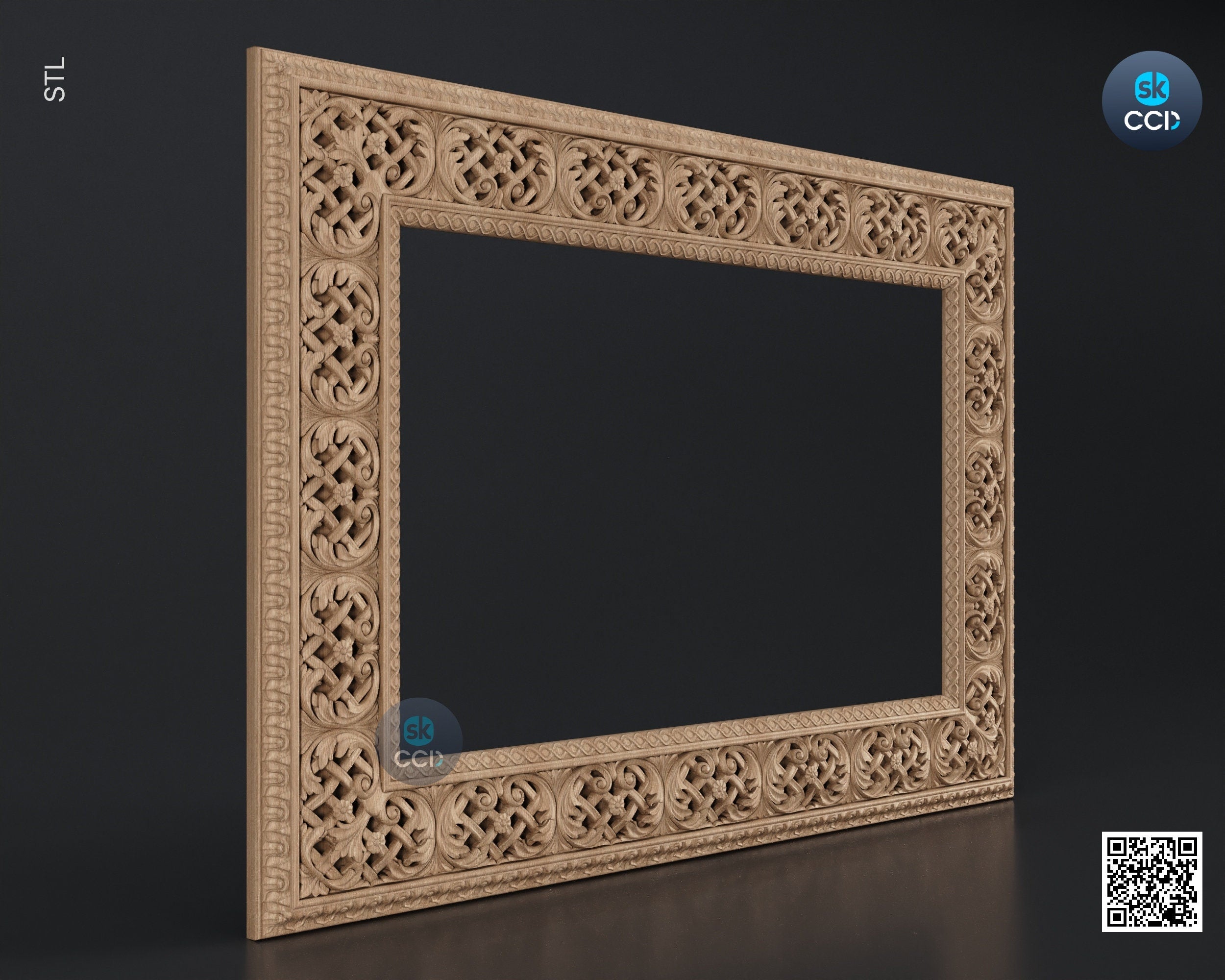 Carved Frame STL 3D Model, Carvign Frame, CNC Router Carving ArtCAM File, CNC files, Wood, Art, Wall Decor SKWF10153