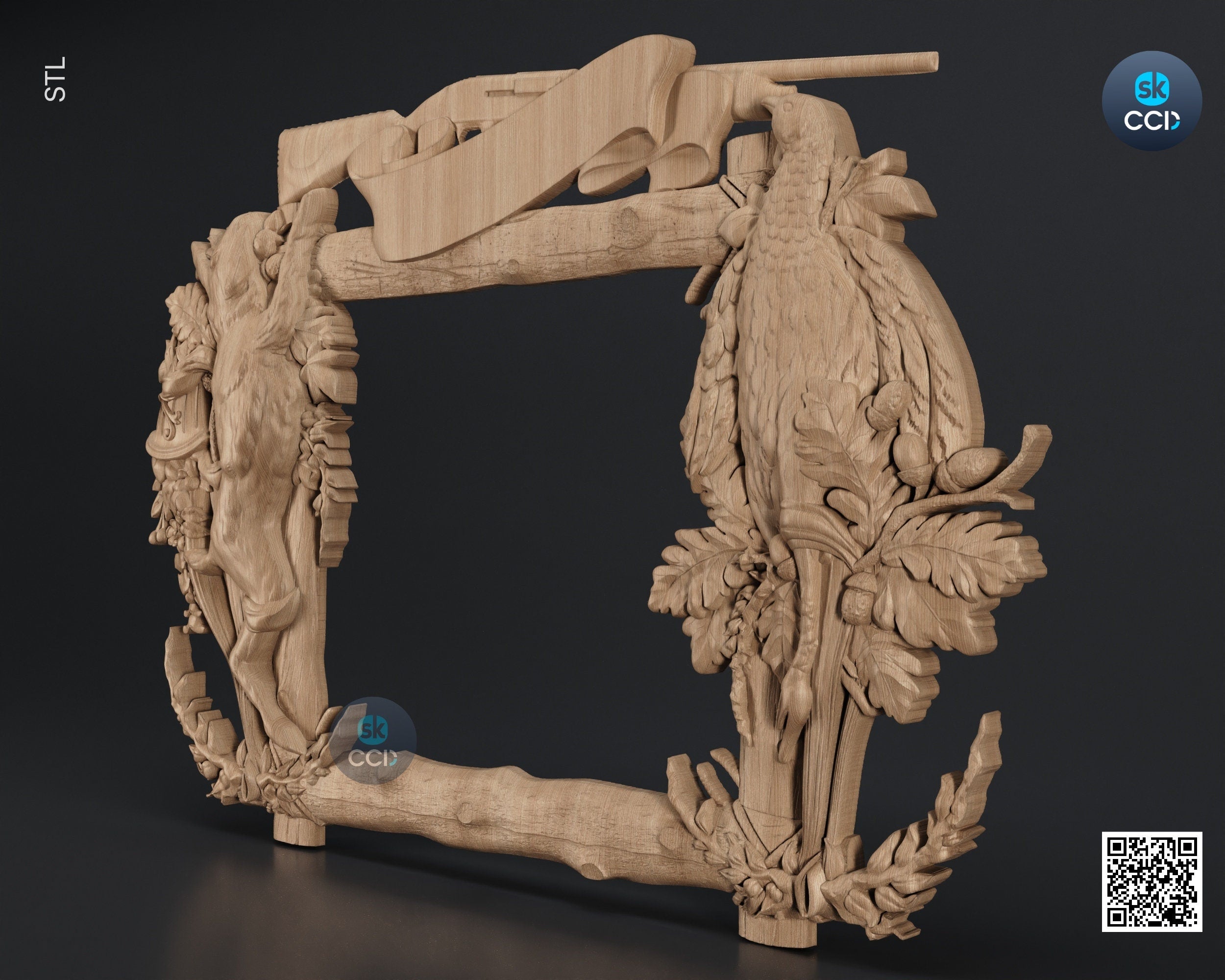 Carved Frame STL 3D Model, Carvign Frame, CNC Router Carving ArtCAM File, CNC files, Wood, Art, Wall Decor SKWF1086
