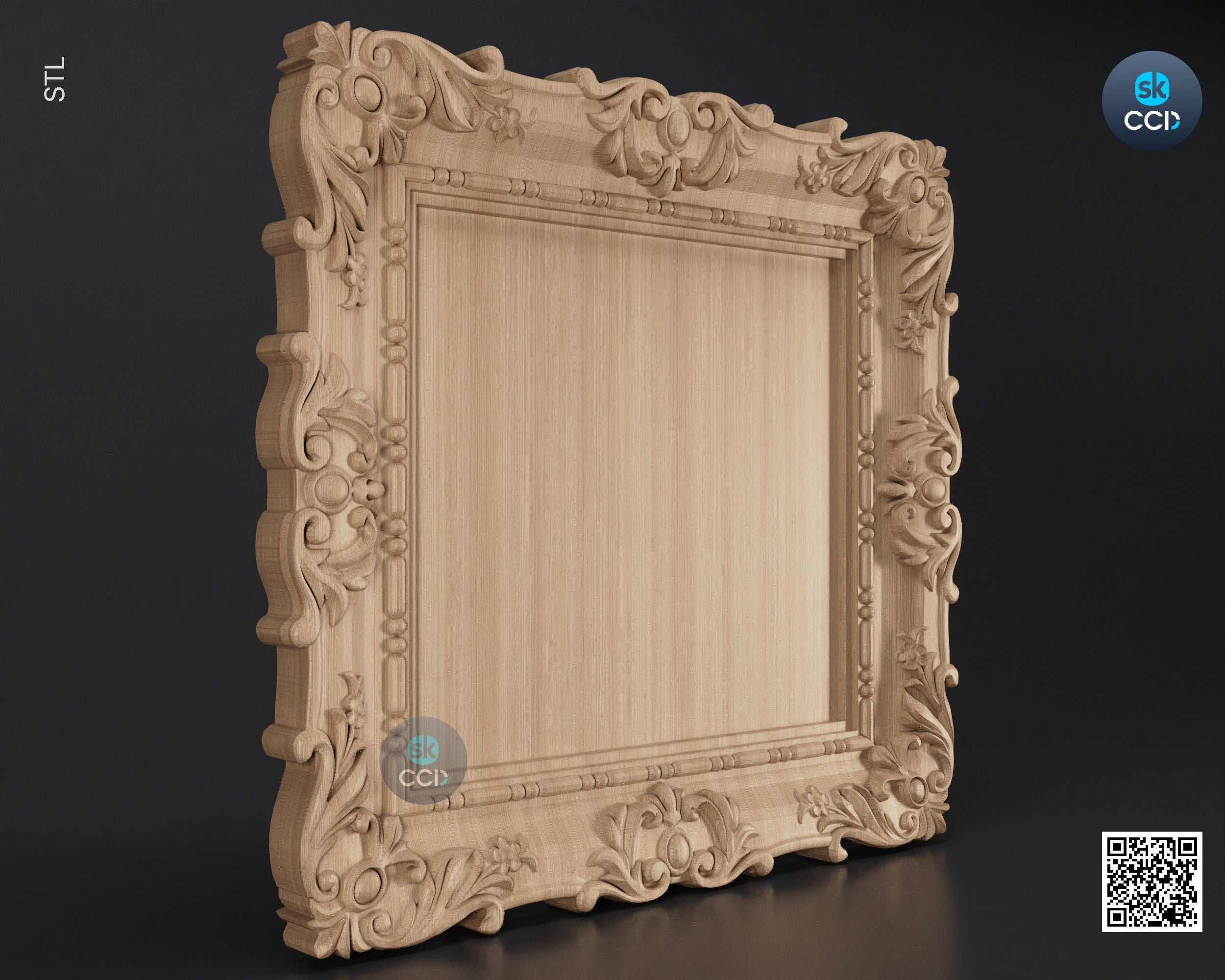 Carved Frame STL 3D Model, Carvign Frame, CNC Router Carving ArtCAM File, CNC files, Wood, Art, Wall Decor SKWF10189