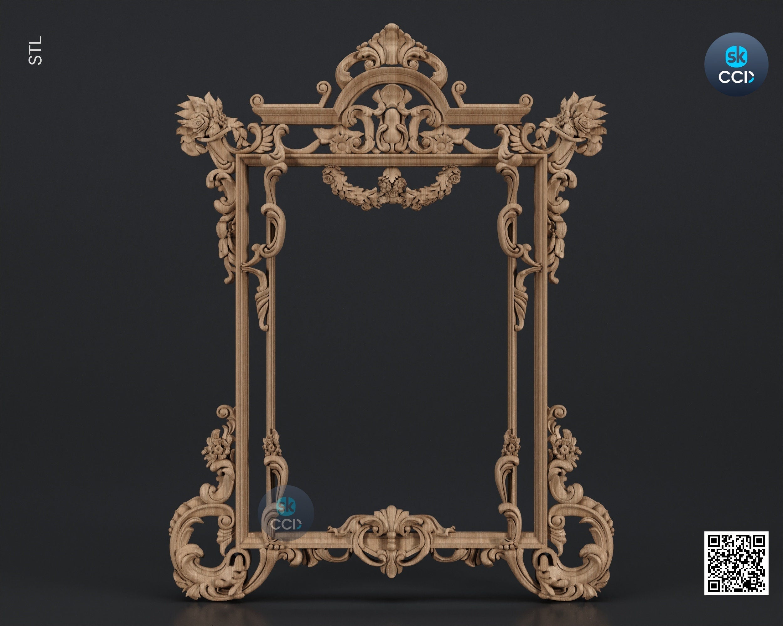 Carved Frame STL 3D Model, Carvign Frame, CNC Router Carving ArtCAM File, CNC files, Wood, Art, Wall Decor SKWF1070