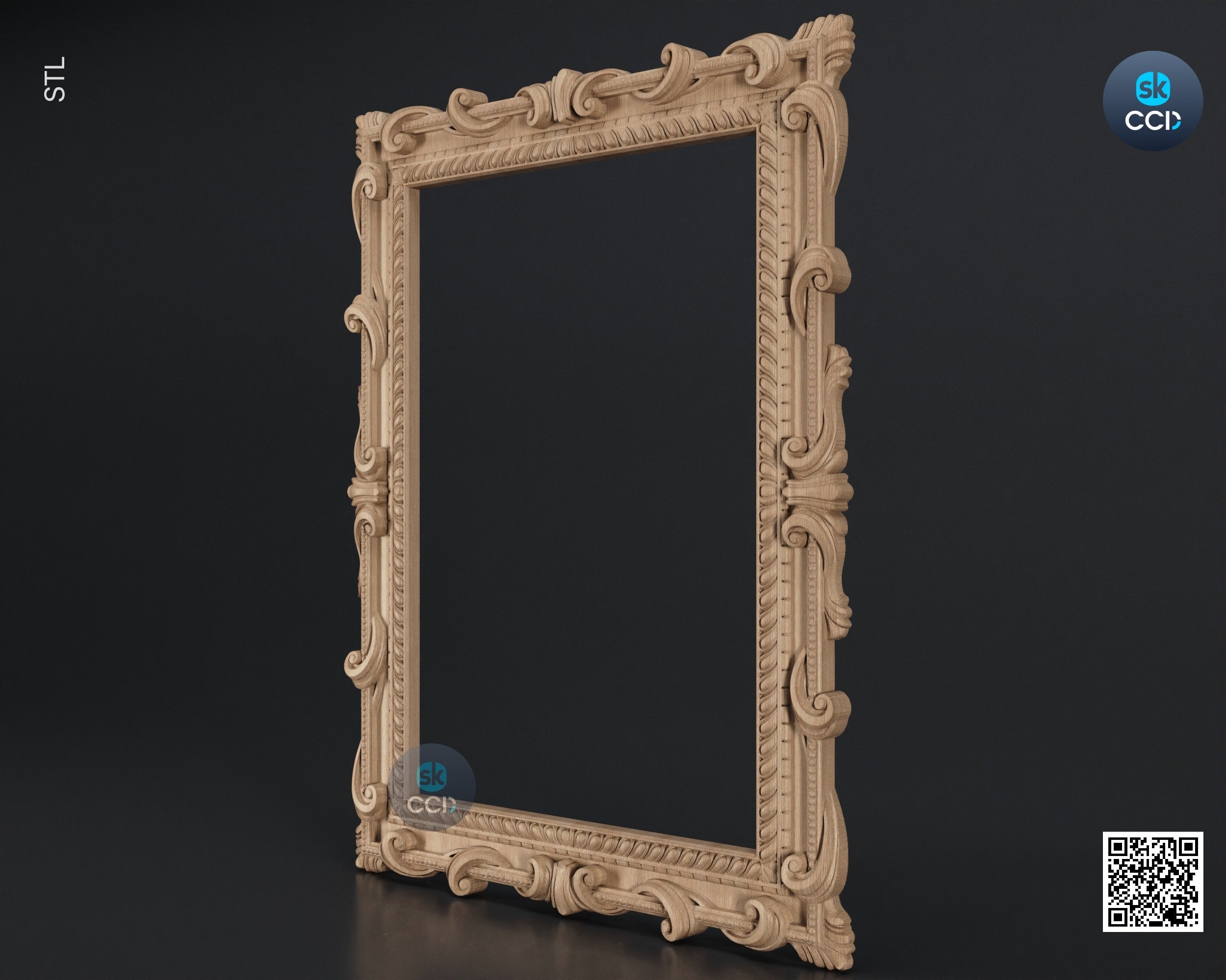 Carved Frame STL 3D Model, Carvign Frame, CNC Router Carving ArtCAM File, CNC files, Wood, Art, Wall Decor SKWF10179