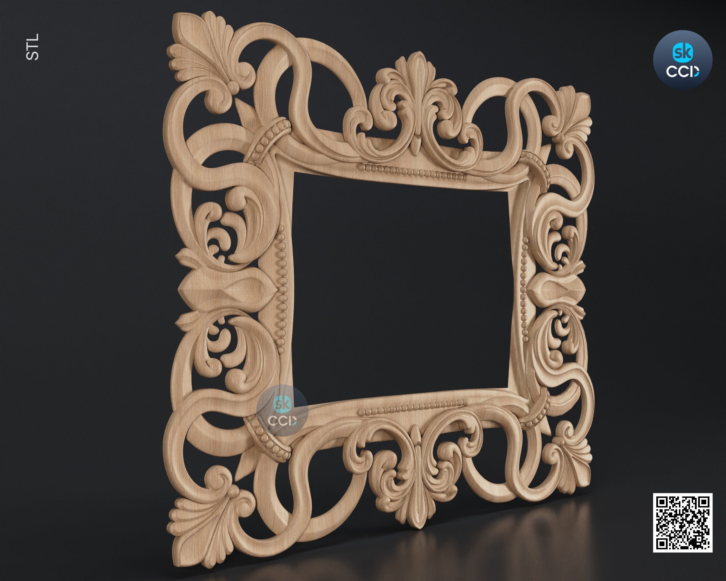 Carved Frame STL 3D Model, Carvign Frame, CNC Router Carving ArtCAM File, CNC files, Wood, Art, Wall Decor SKWF10158