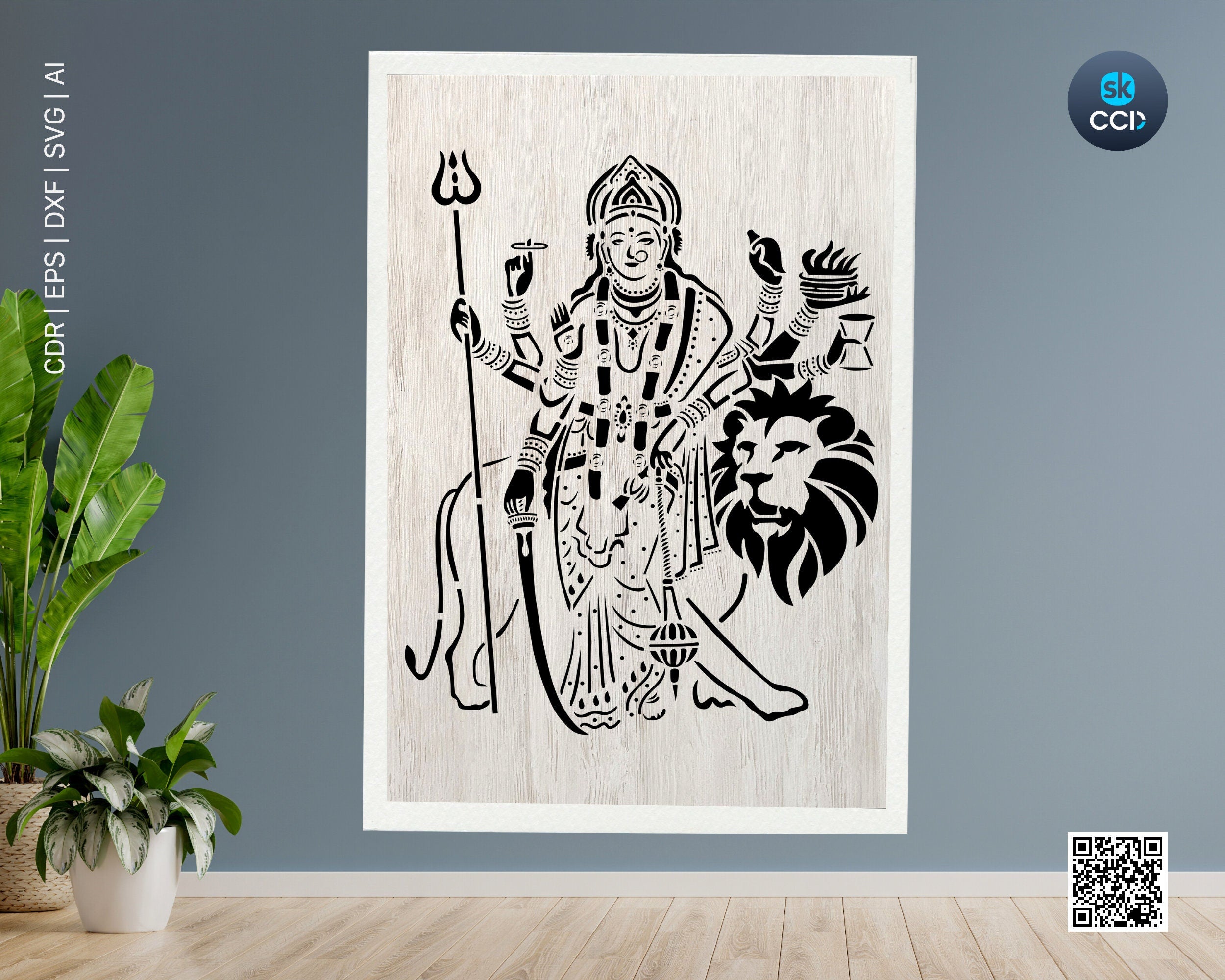 Maa Durga | Wall Art | Indian God |  | Laser Cutting Design | DXF Vector | Cnc Instant Download File | Cnc Digital Design