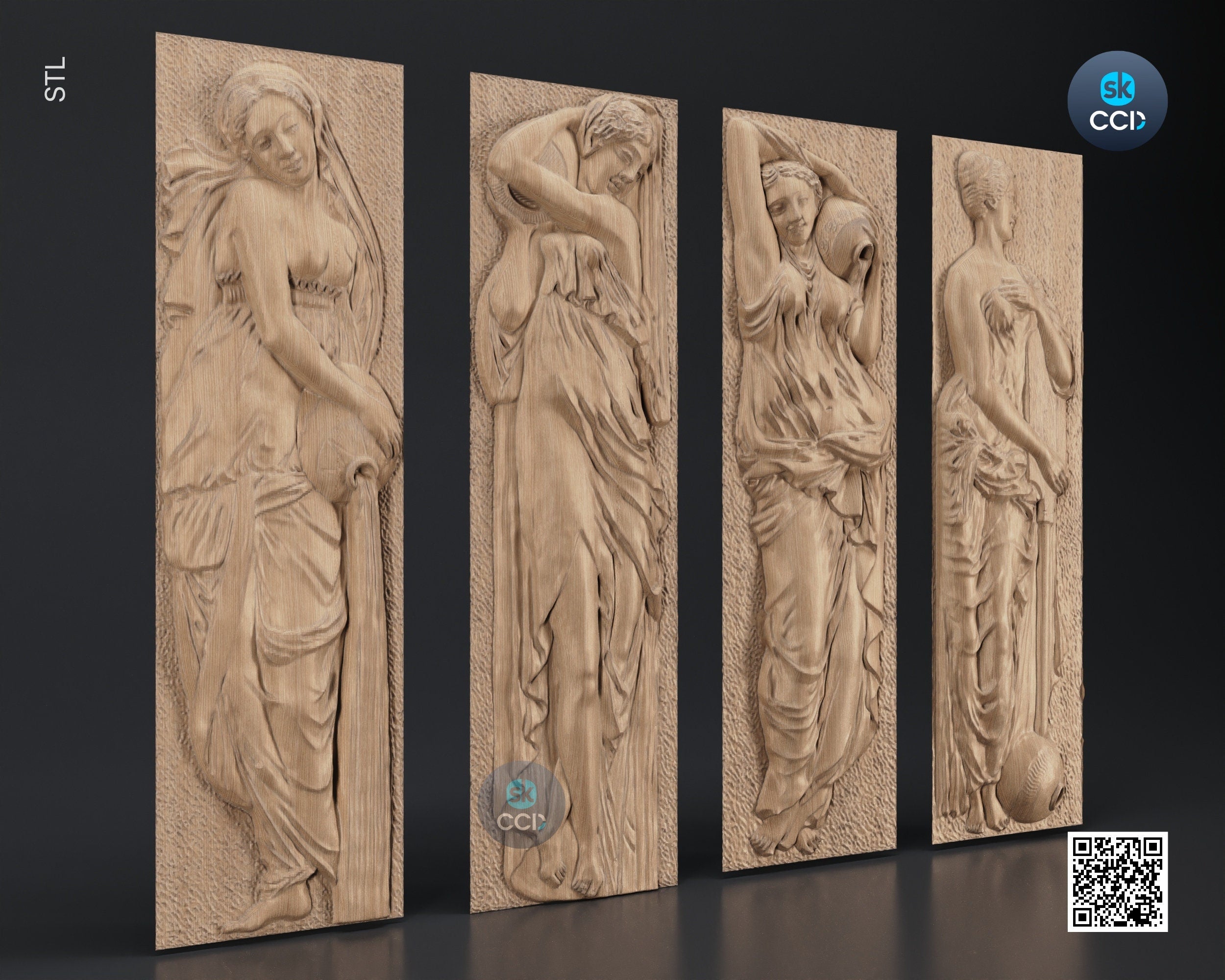 Wood Wall Art, Fountain of innocents STL Model, CNC Router Carving ArtCAM File, Wall Sculpture, Wood Carving, 3D Model