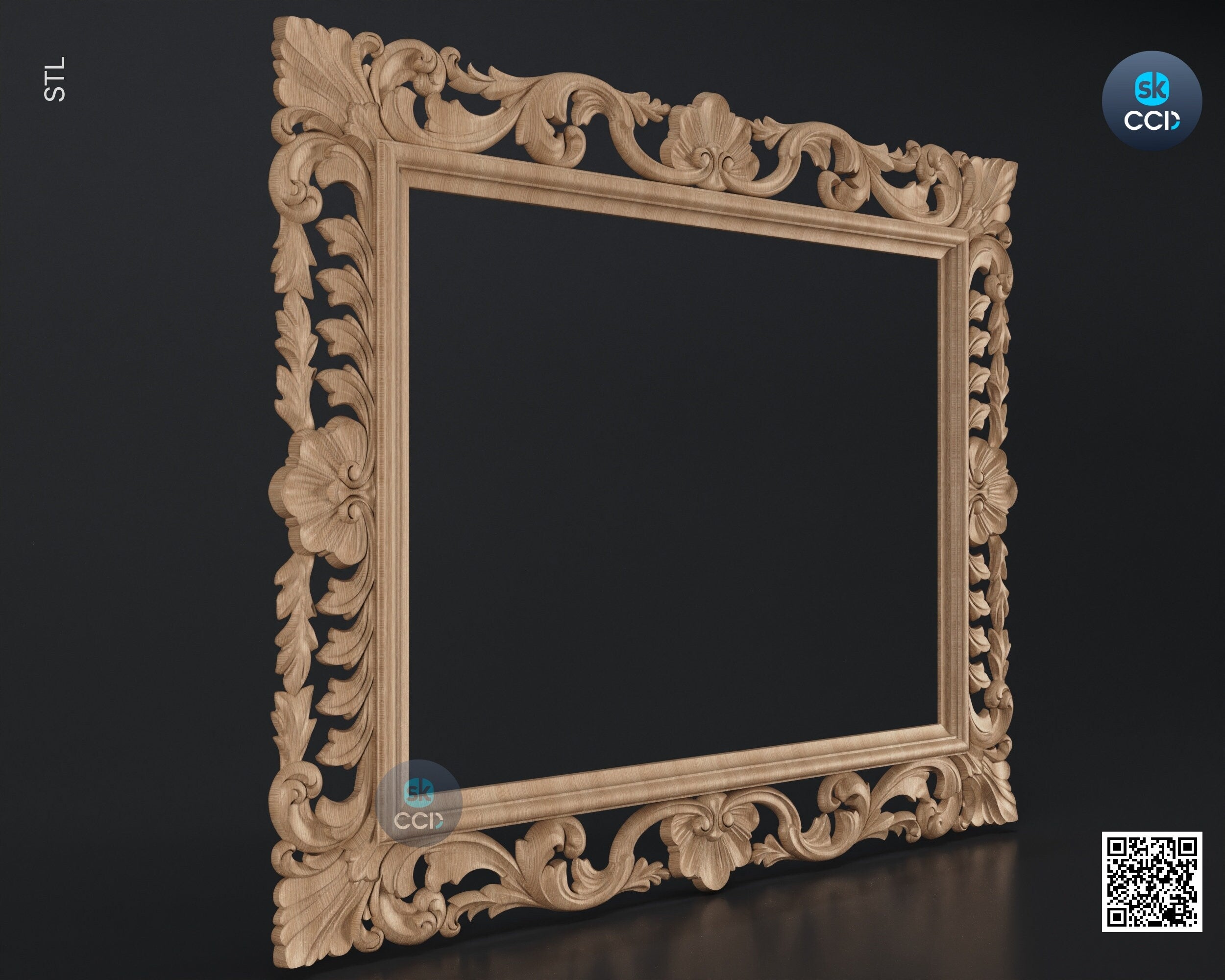 Carved Frame STL 3D Model, Carvign Frame, CNC Router Carving ArtCAM File, CNC files, Wood, Art, Wall Decor SKWF10135