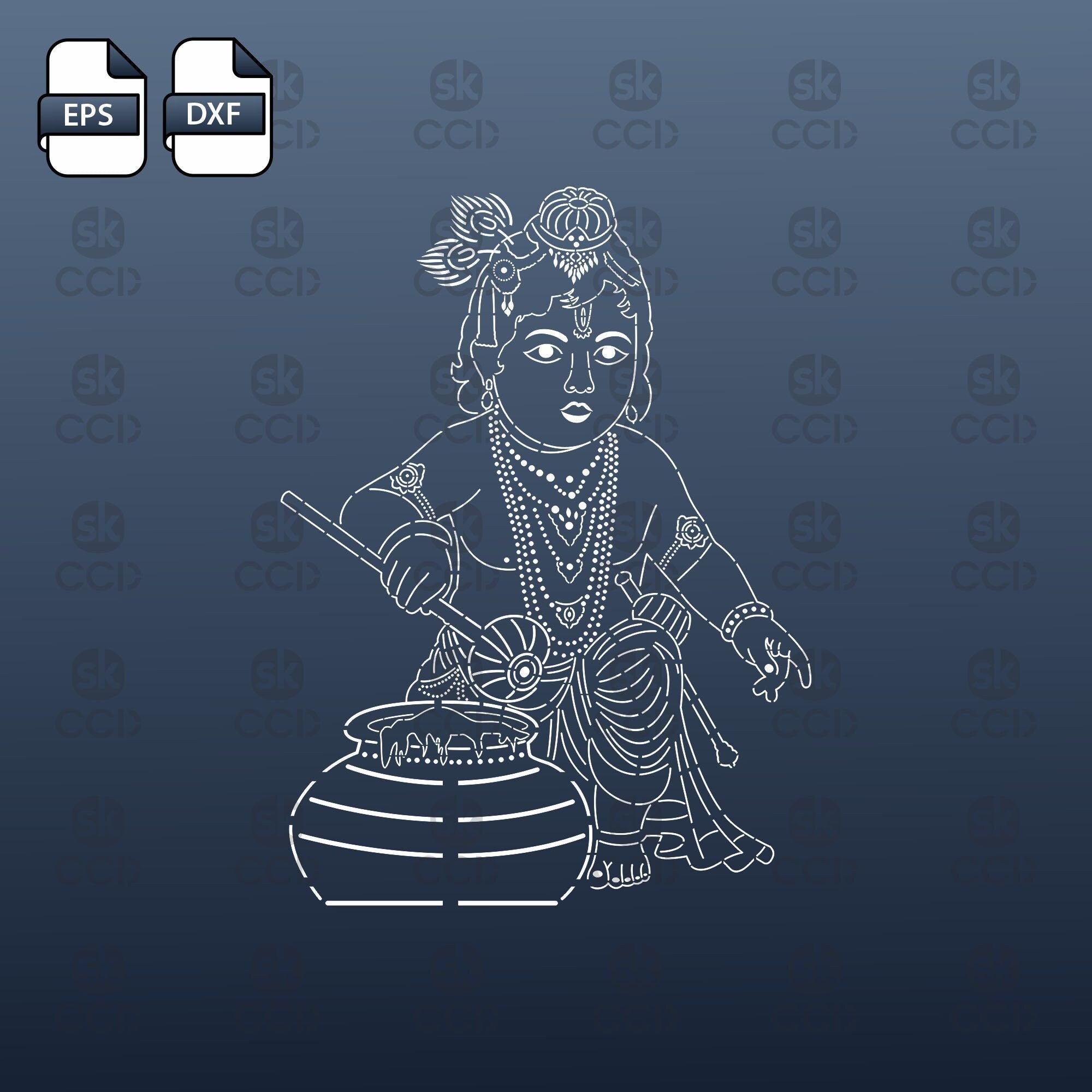 Krishna | Lord Krishna Indian God | Krishna Wall Decor | Laser Cutting Design | DXF Vector | Cnc Instant Download File | Cnc Digital Design