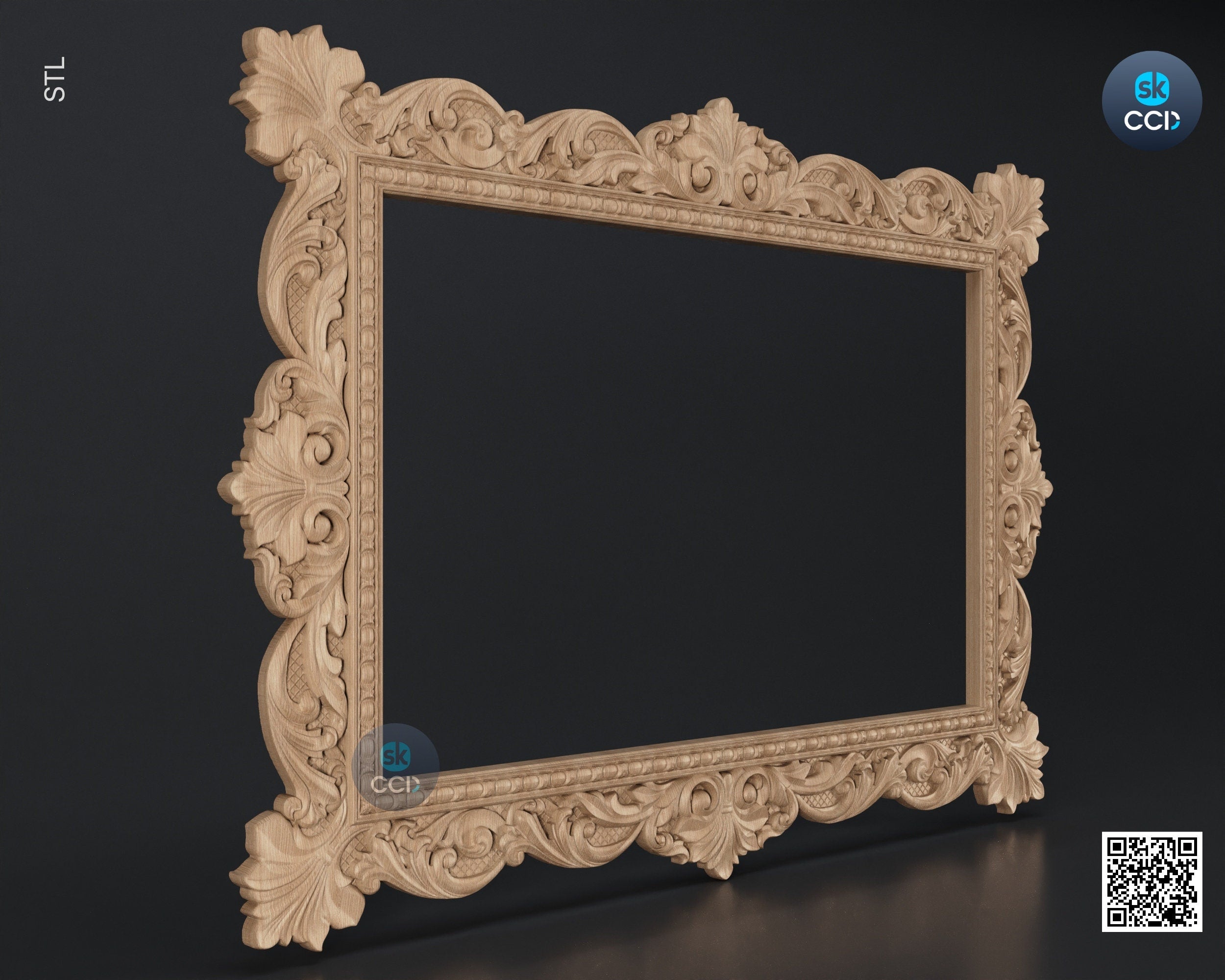 Carved Frame STL 3D Model, Carvign Frame, CNC Router Carving ArtCAM File, CNC files, Wood, Art, Wall Decor SKWF10240