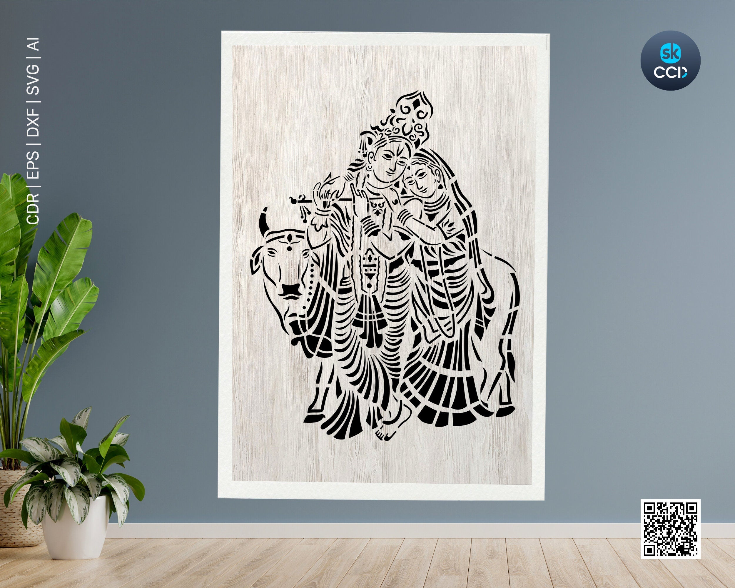 Radha Krishna | Indian God | Radha Krishna Wall Decor | Laser Cutting Design | DXF Vector | Cnc Instant Download File | Cnc Digital Design