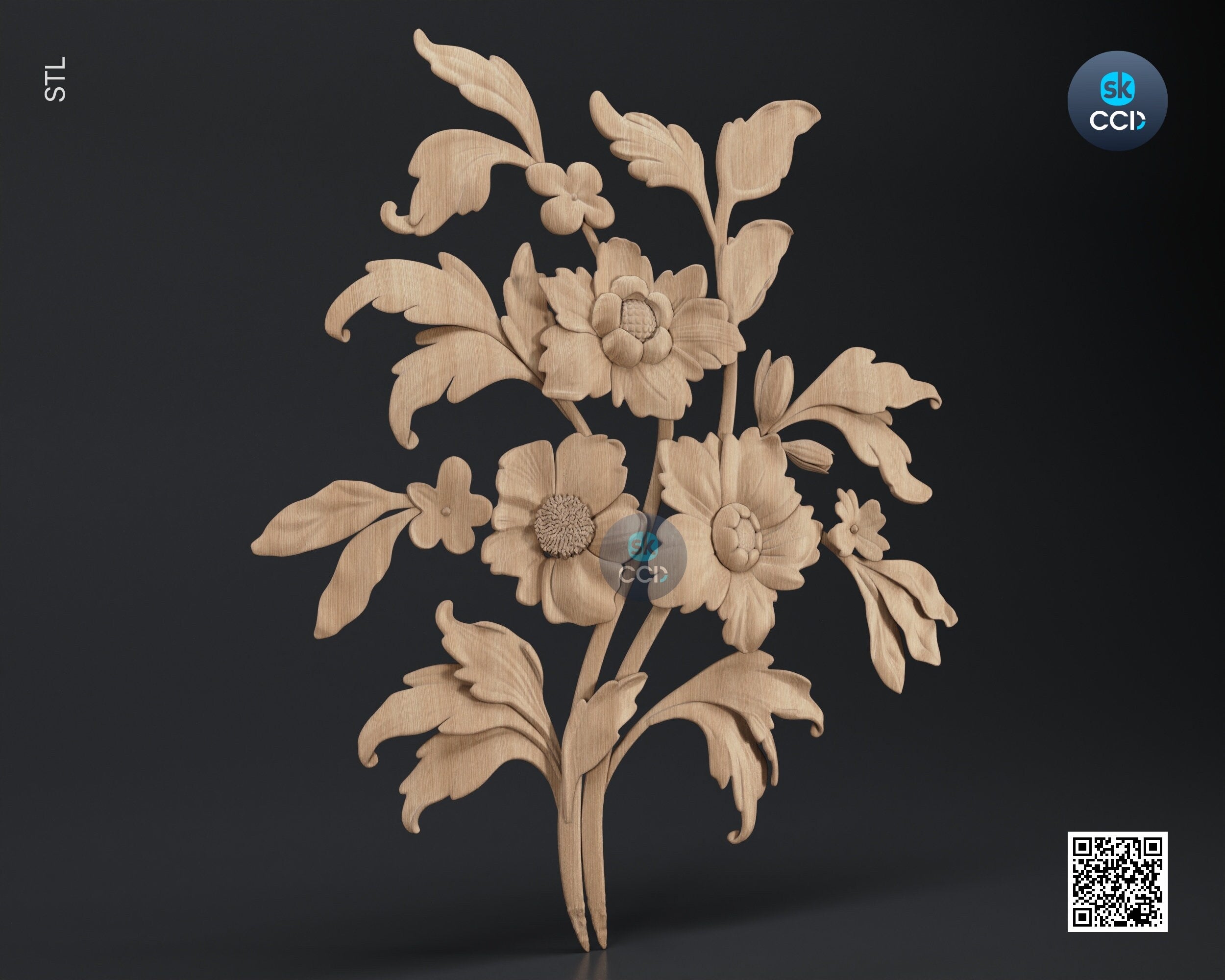 Wood Wall Art, Bouqet STL Model, CNC Router Carving ArtCAM File, Wall Sculpture, Wood Carving, 3D Model