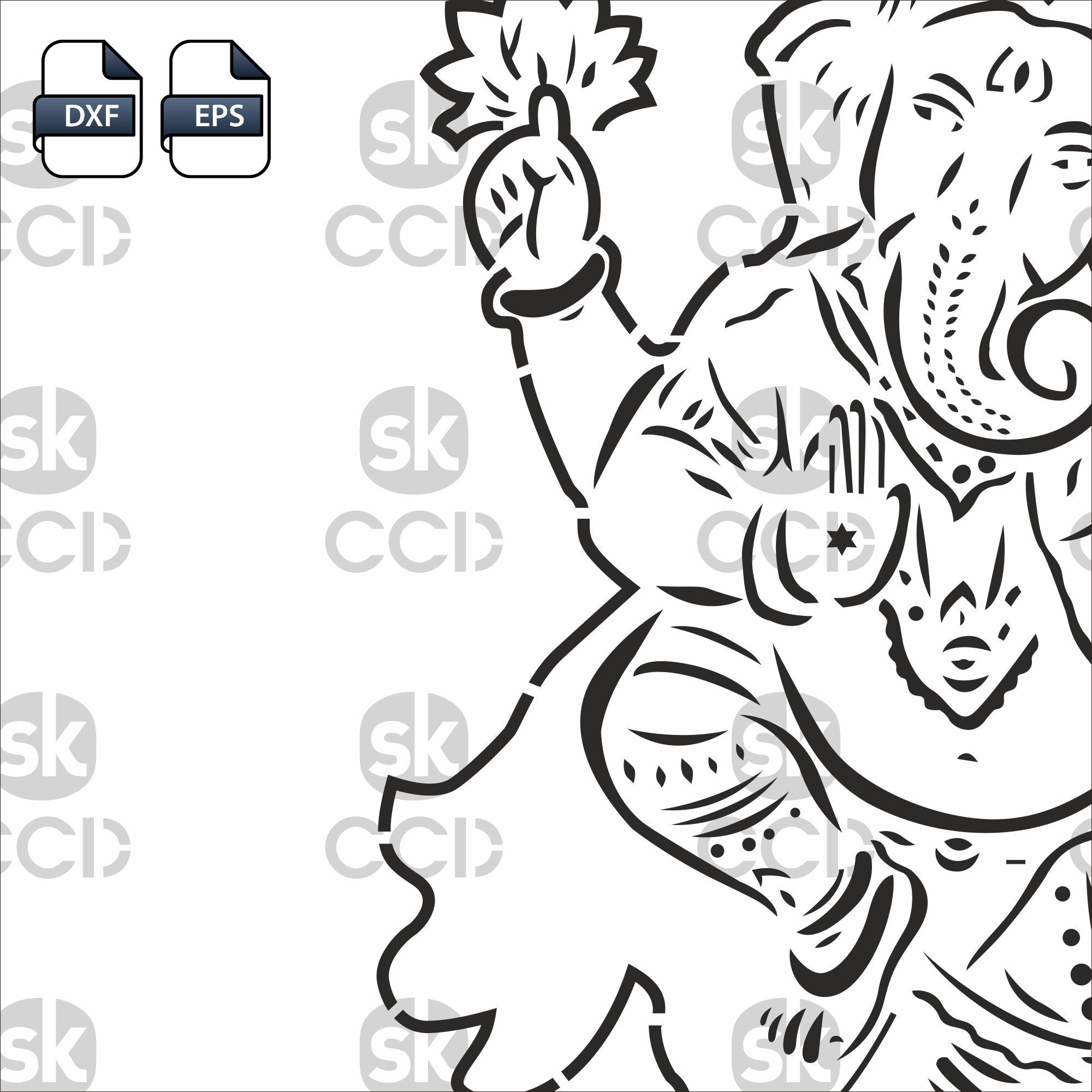 Silhouette of Lord Ganesha, Religious Svg files for cricut, Laser Cut Design, Laser cut wood, Cnc Router Files