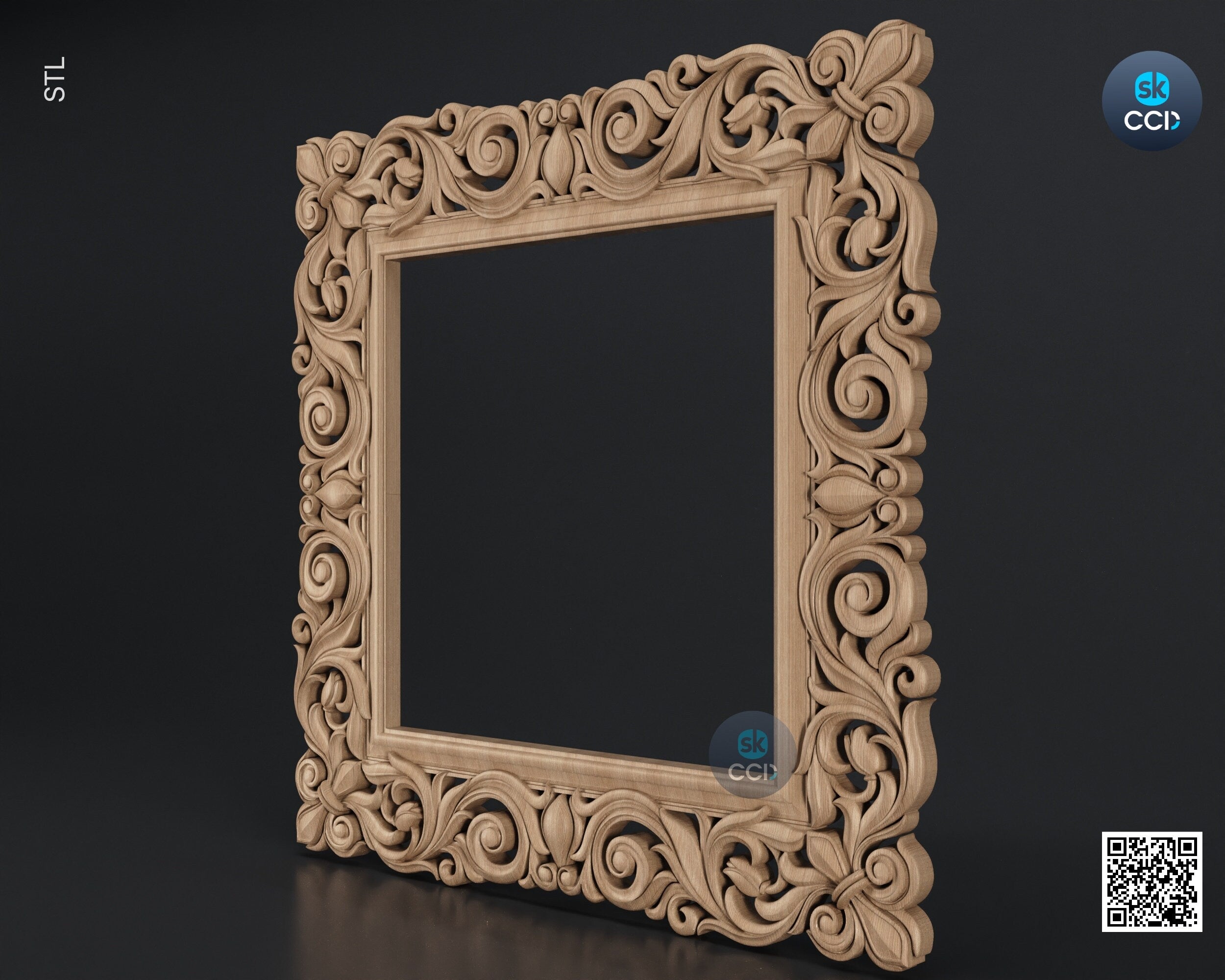 Carved Frame STL 3D Model, Carvign Frame, CNC Router Carving ArtCAM File, CNC files, Wood, Art, Wall Decor SKWF10170