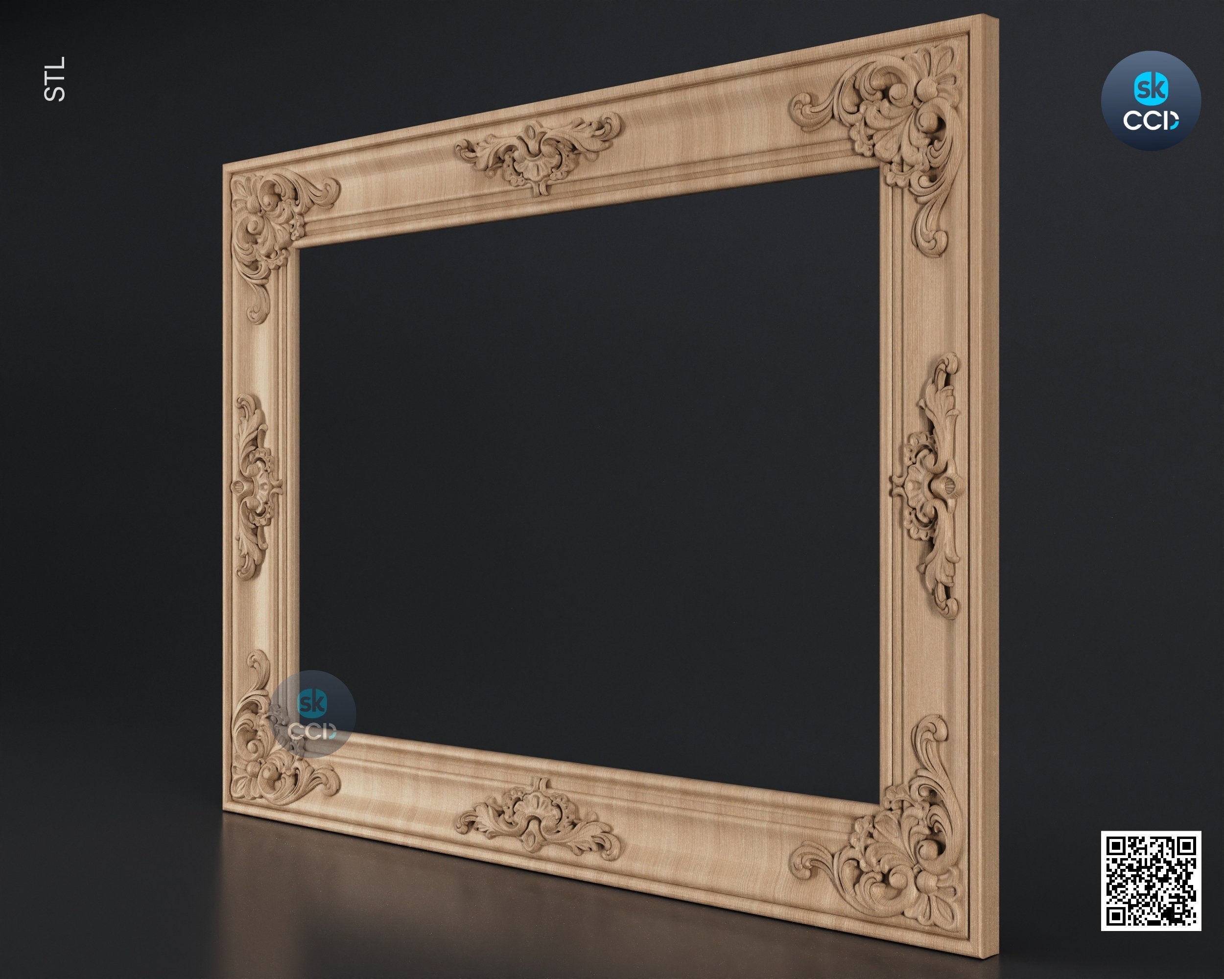 Carved Frame STL 3D Model, Carvign Frame, CNC Router Carving ArtCAM File, CNC files, Wood, Art, Wall Decor SKWF10188