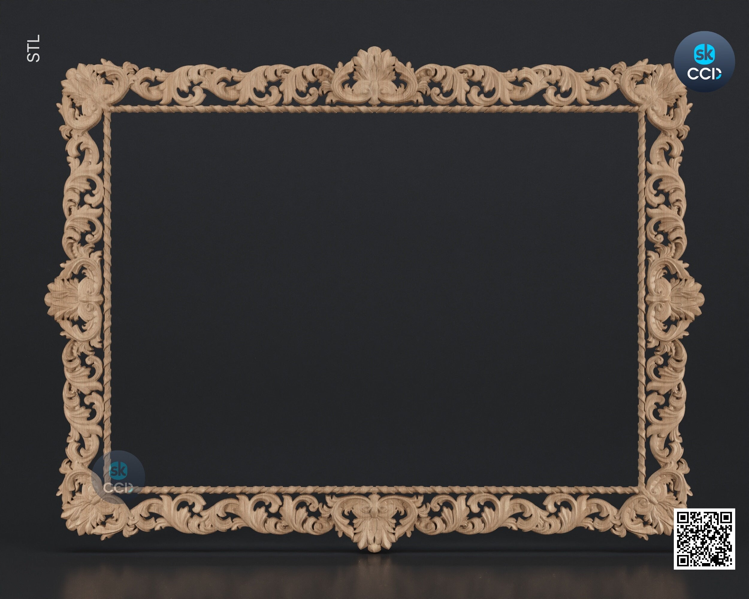 Carved Frame STL 3D Model, Carvign Frame, CNC Router Carving ArtCAM File, CNC files, Wood, Art, Wall Decor SKWF10199