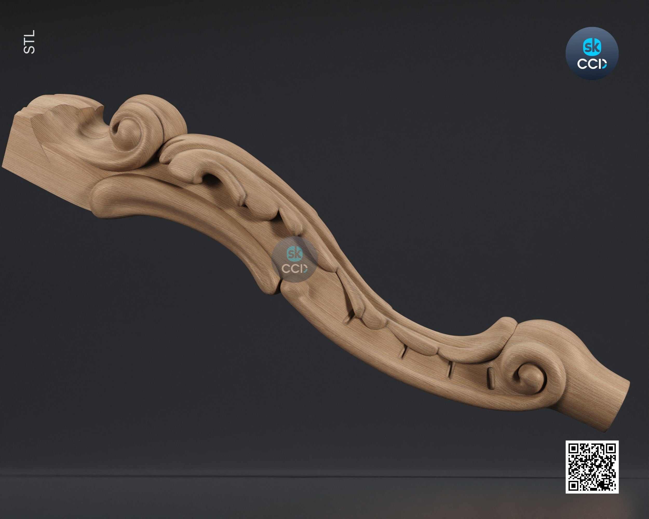 Furniture Leg 3D Model For Cnc Router, Wood Carving Digital File, Column Design, Model No. SKWL1012