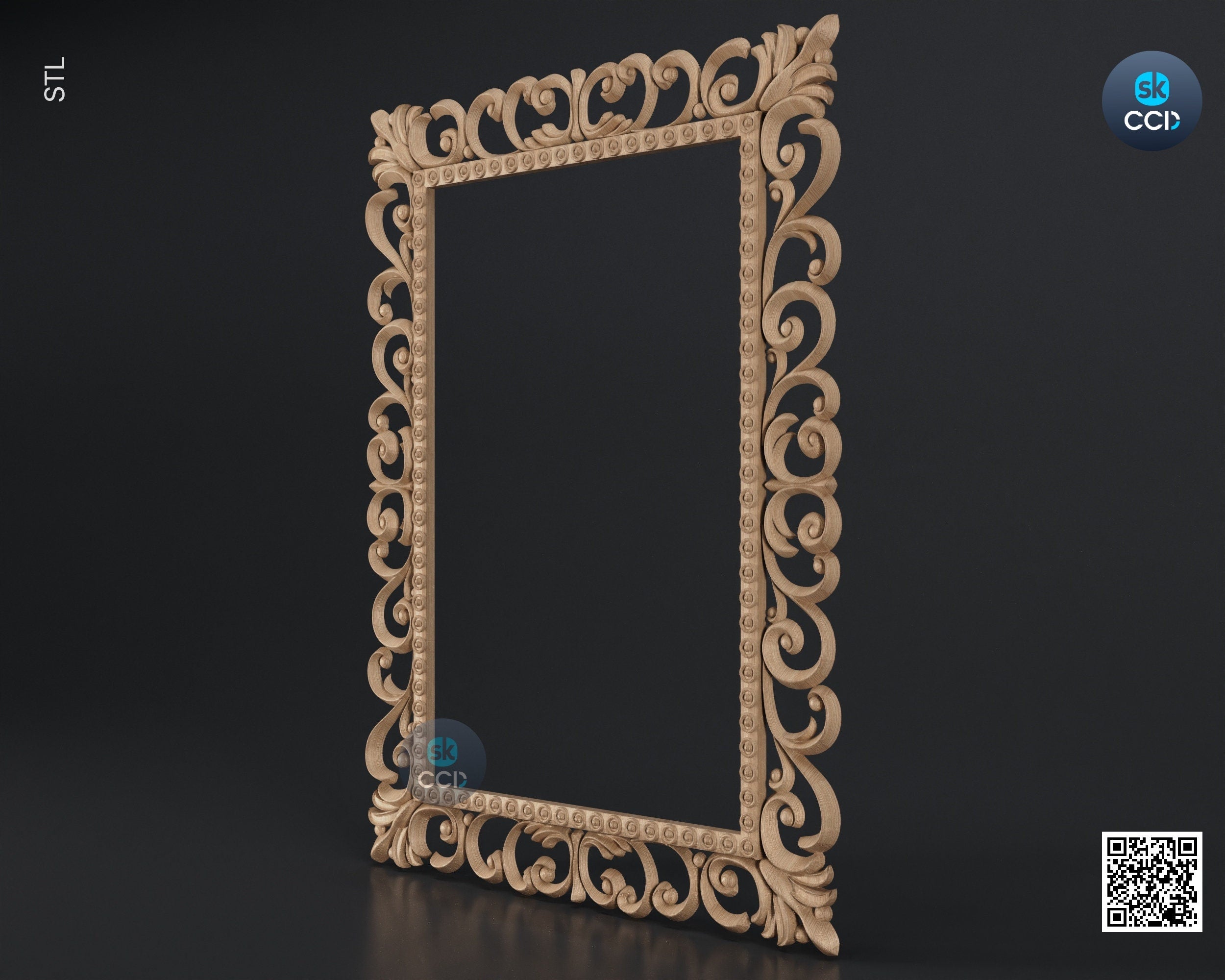 Carved Frame STL 3D Model, Carvign Frame, CNC Router Carving ArtCAM File, CNC files, Wood, Art, Wall Decor SKWF10207