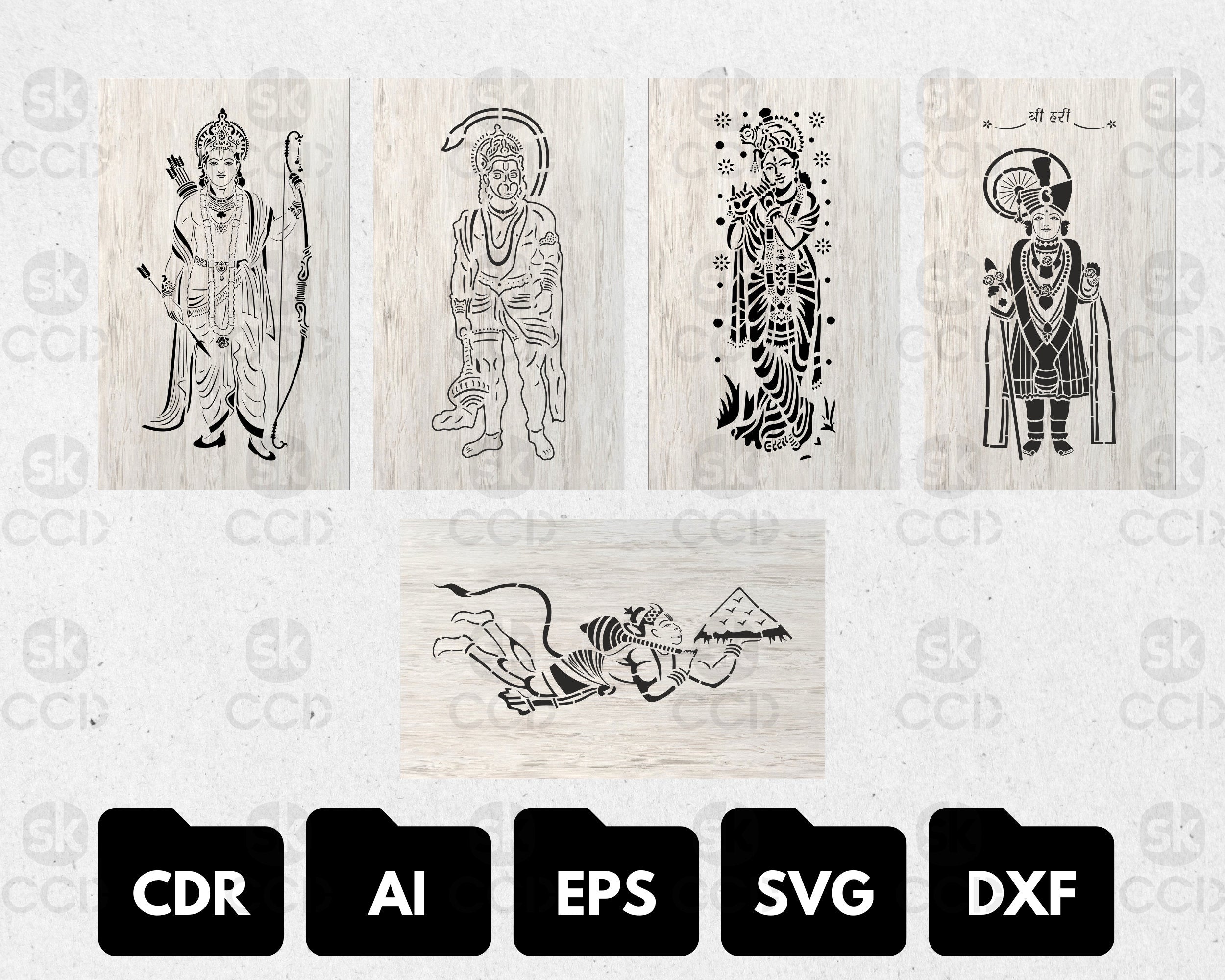 Indian God Collection, Lord Hanuman, Laser Cutting Design, DXF Vector, Cnc Instant Download File, Cnc Digital Design,SVG