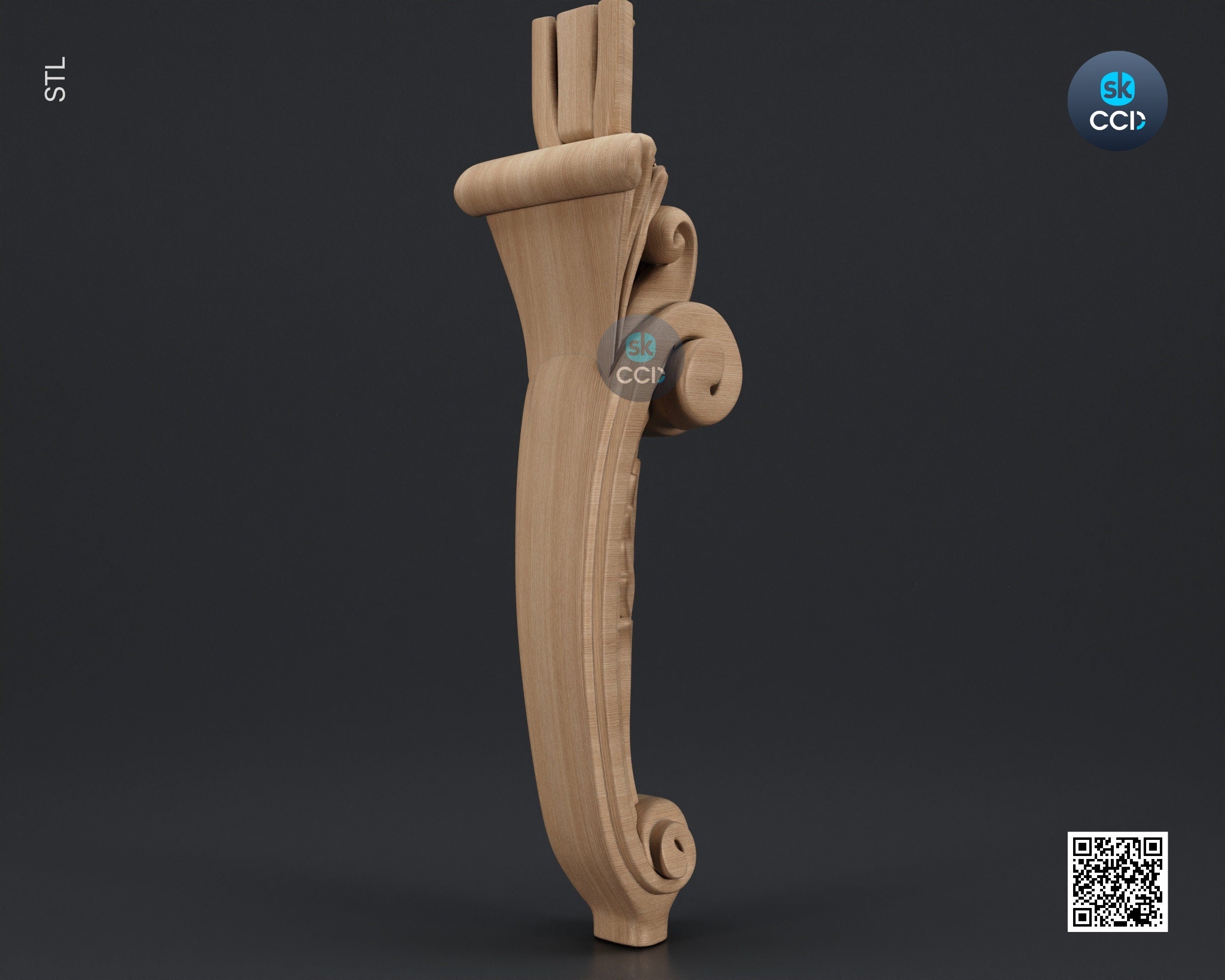 Furniture Leg 3D Model For Cnc Router, Wood Carving Digital File, Column Design, Model No. SKWL1031