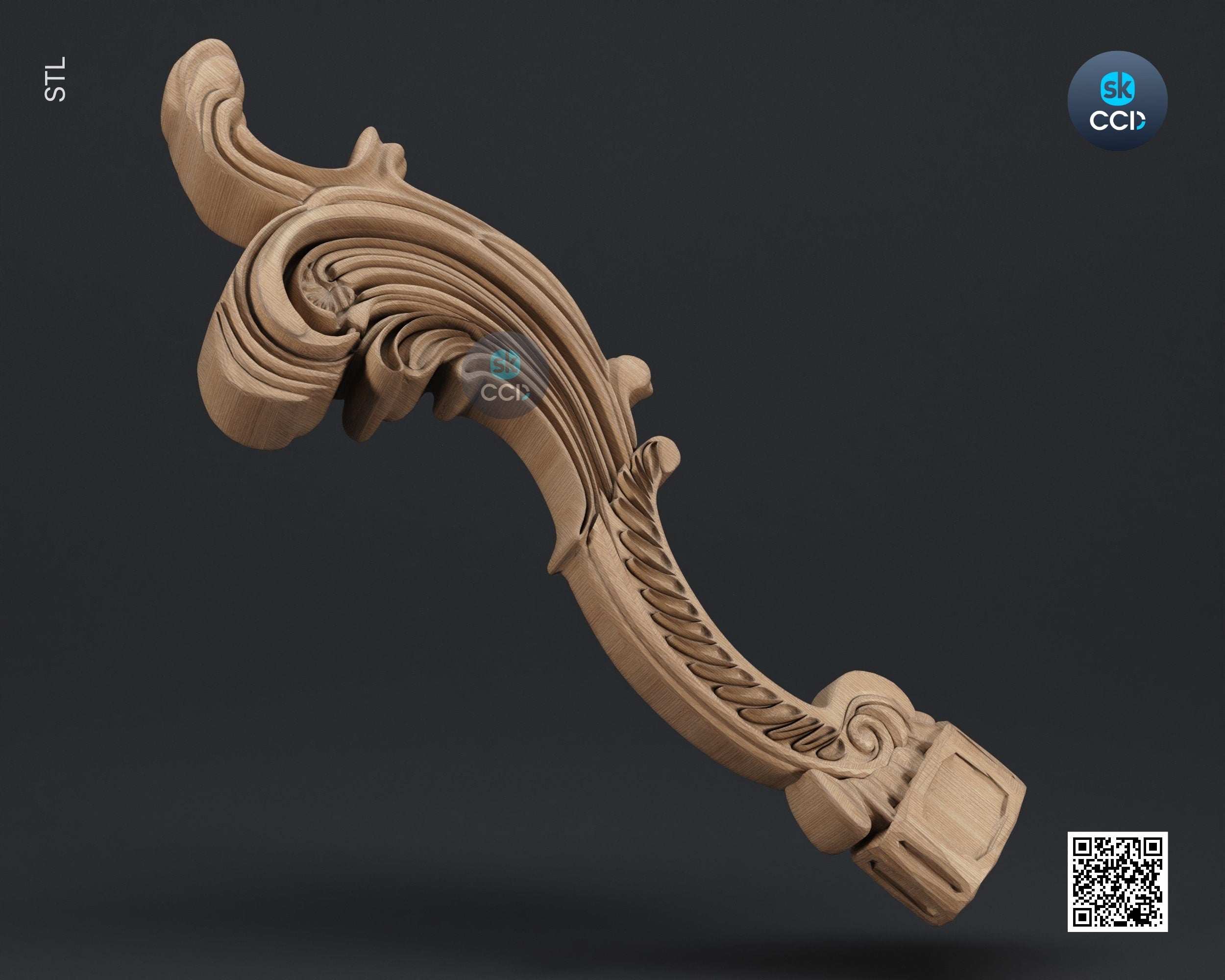 Furniture Leg 3D Model For Cnc Router, Wood Carving Digital File, Column Design, Model No. SKWL1003
