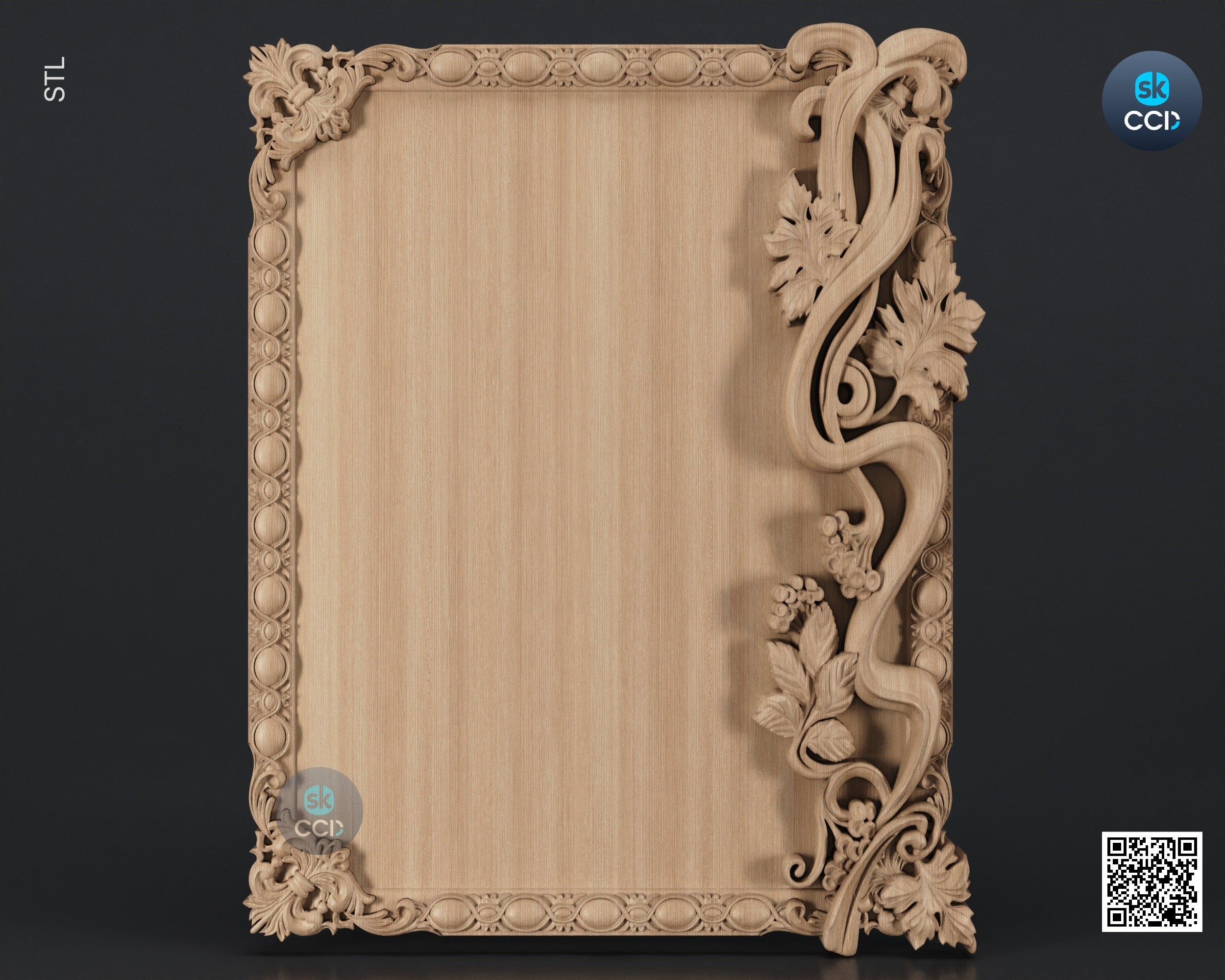 Carved Frame STL 3D Model, Carvign Frame, CNC Router Carving ArtCAM File, CNC files, Wood, Art, Wall Decor SKWF10221