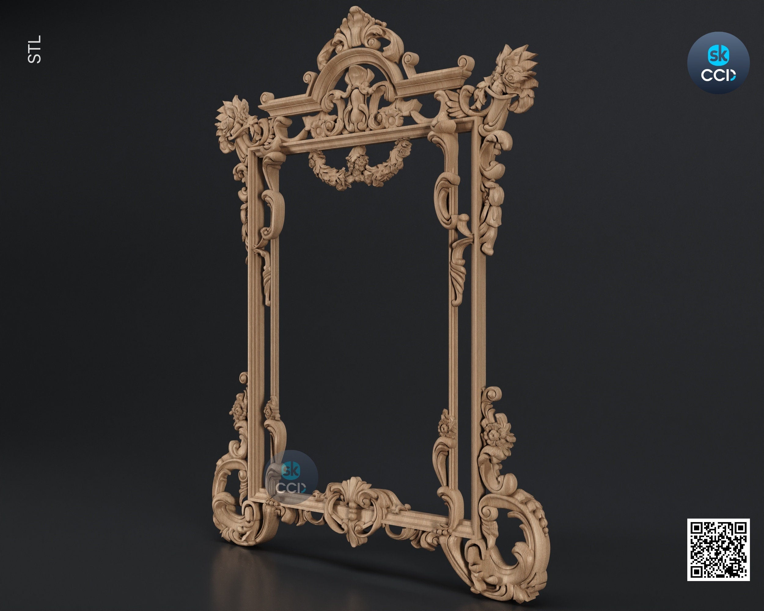 Carved Frame STL 3D Model, Carvign Frame, CNC Router Carving ArtCAM File, CNC files, Wood, Art, Wall Decor SKWF1070